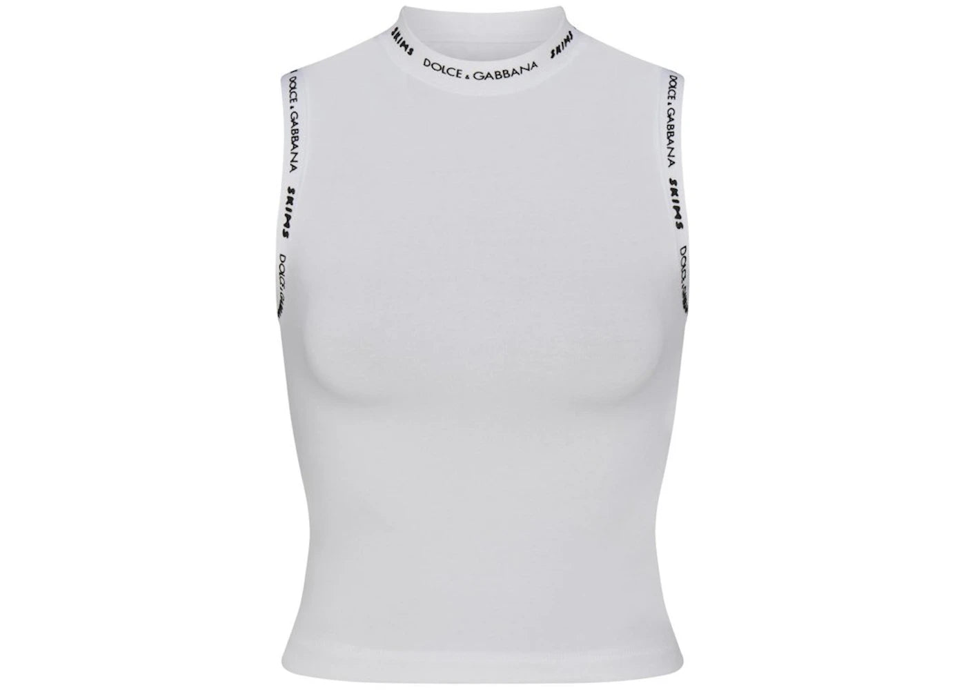 SKIMS x Dolce&Gabbana Cotton Jersey Mock Neck Tank Snow