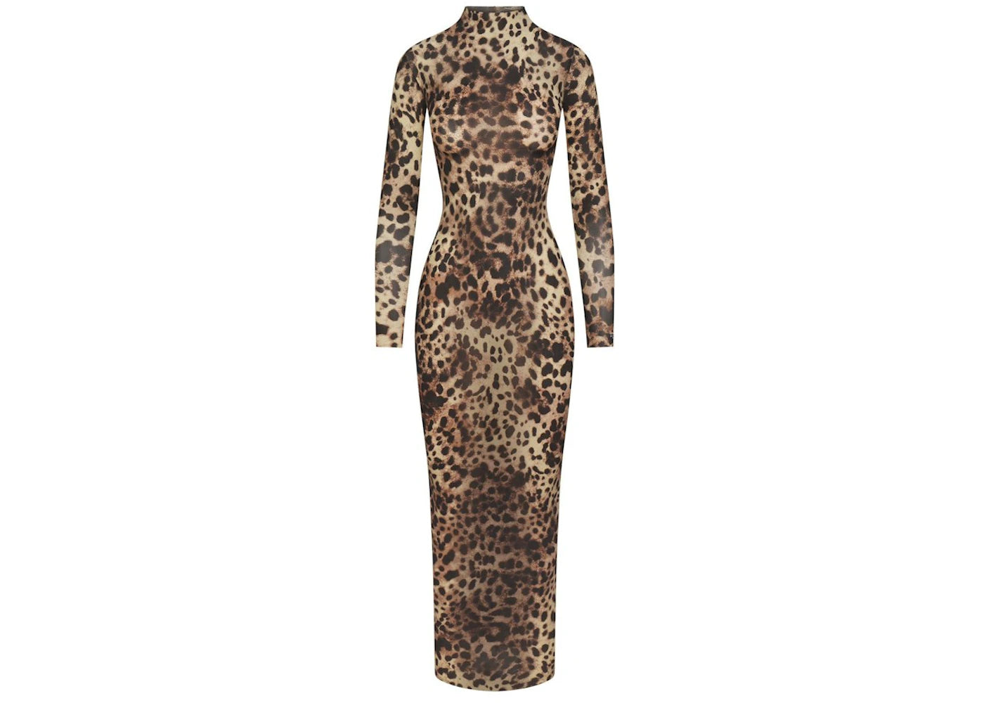SKIMS x Dolce&Gabbana Milky Sheer Mock Neck Long Dress Leopard