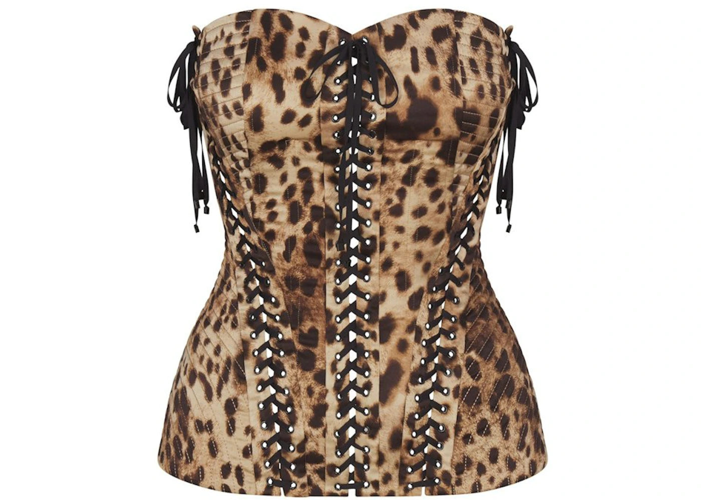 SKIMS x Dolce&Gabbana Silk Lace Up Corset Leopard