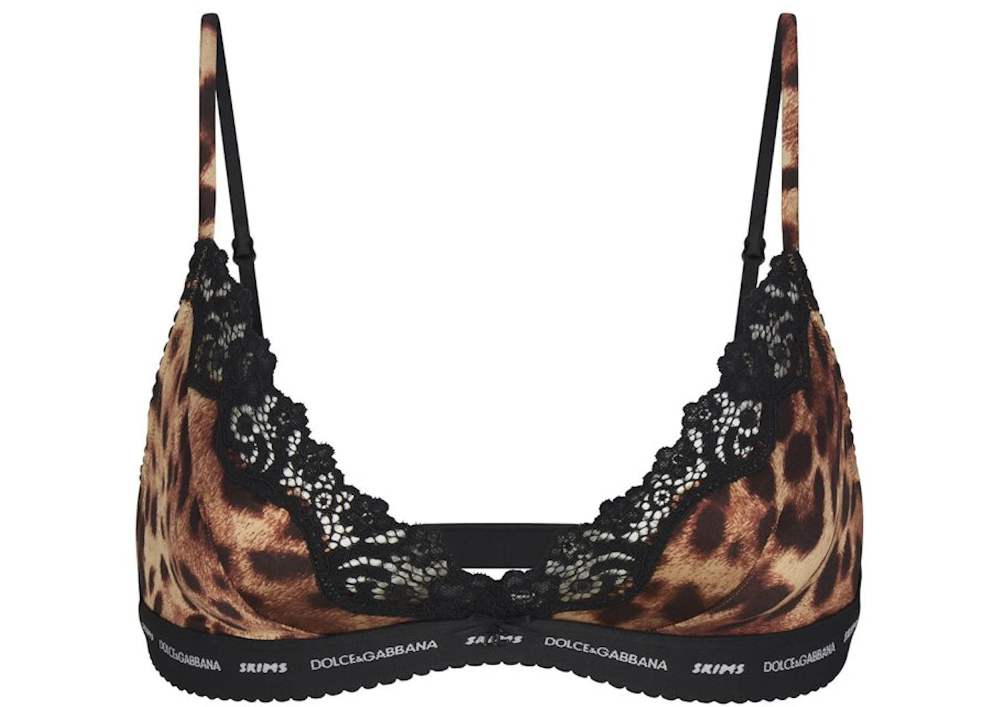SKIMS x Dolce&Gabbana Stretch Satin Triangle Bralette Leopard