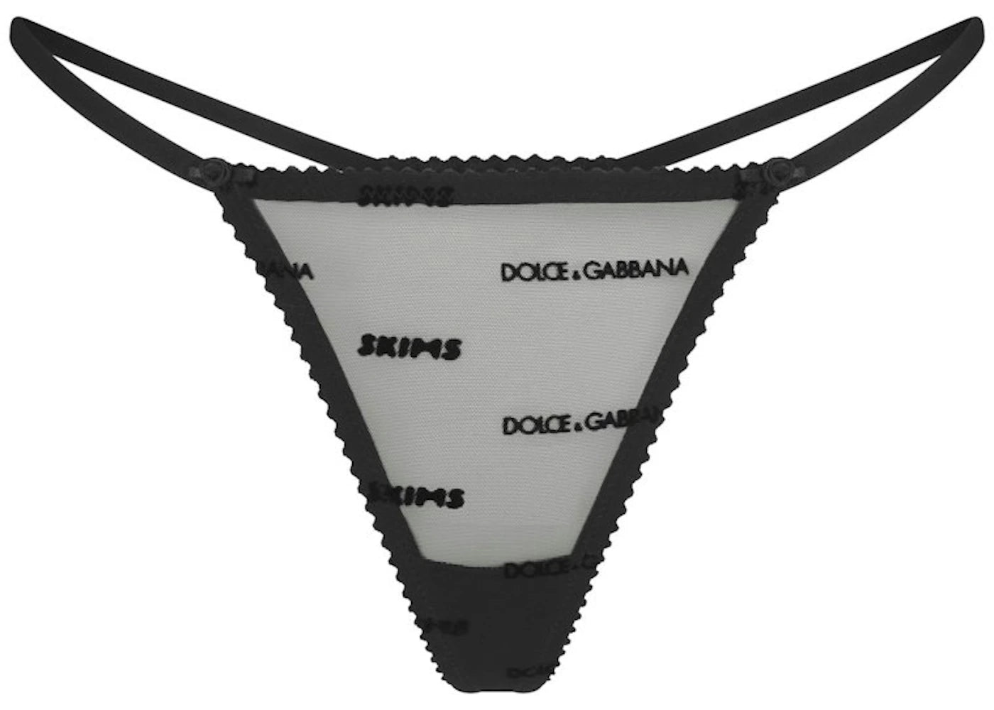SKIMS x Dolce&Gabbana Ultra Fine Mesh Logo String Thong Onyx