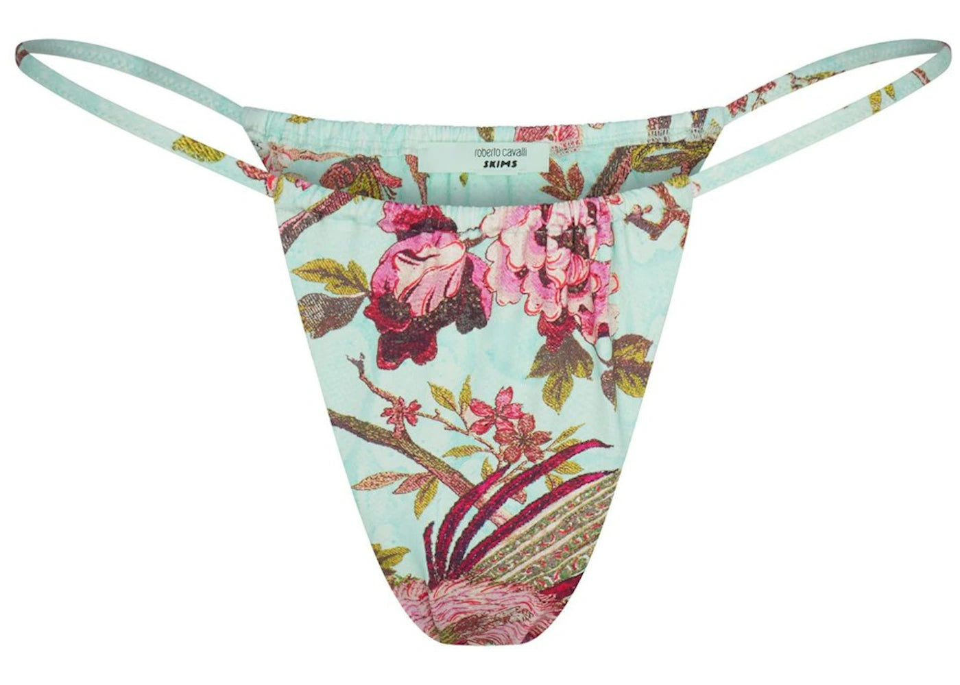 SKIMS x Roberto Cavalli String Bikini Bottom Fagianella Print