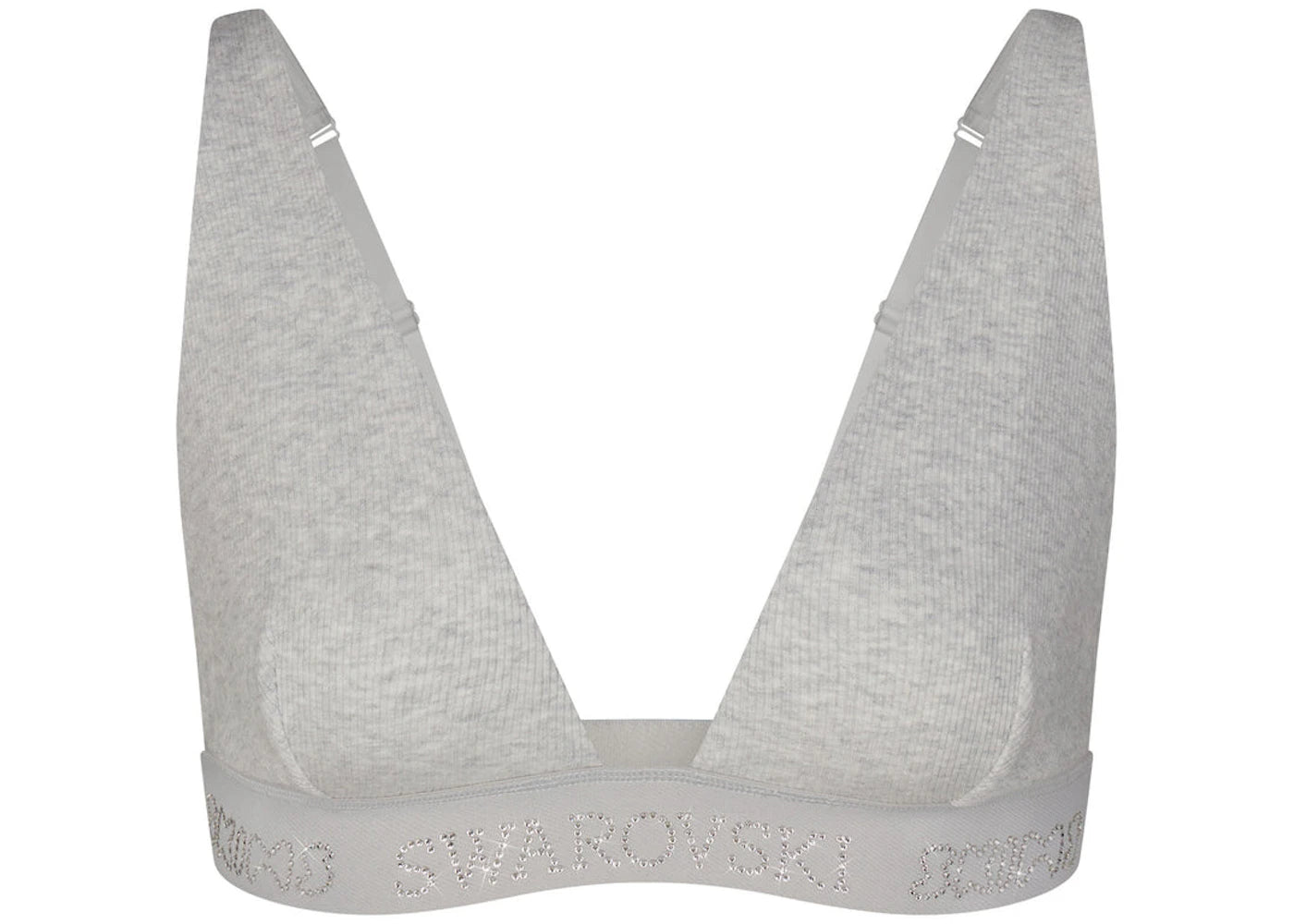 SKIMS x Swarovski Cotton Rib Plunge Bralette Light Heather Grey
