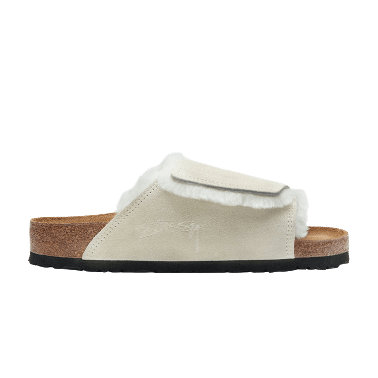 Birkenstock Solana Shearling Slide Stussy Bone