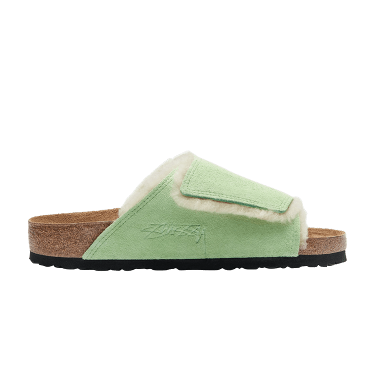 Birkenstock Solana Shearling Slide Stussy Washed Green