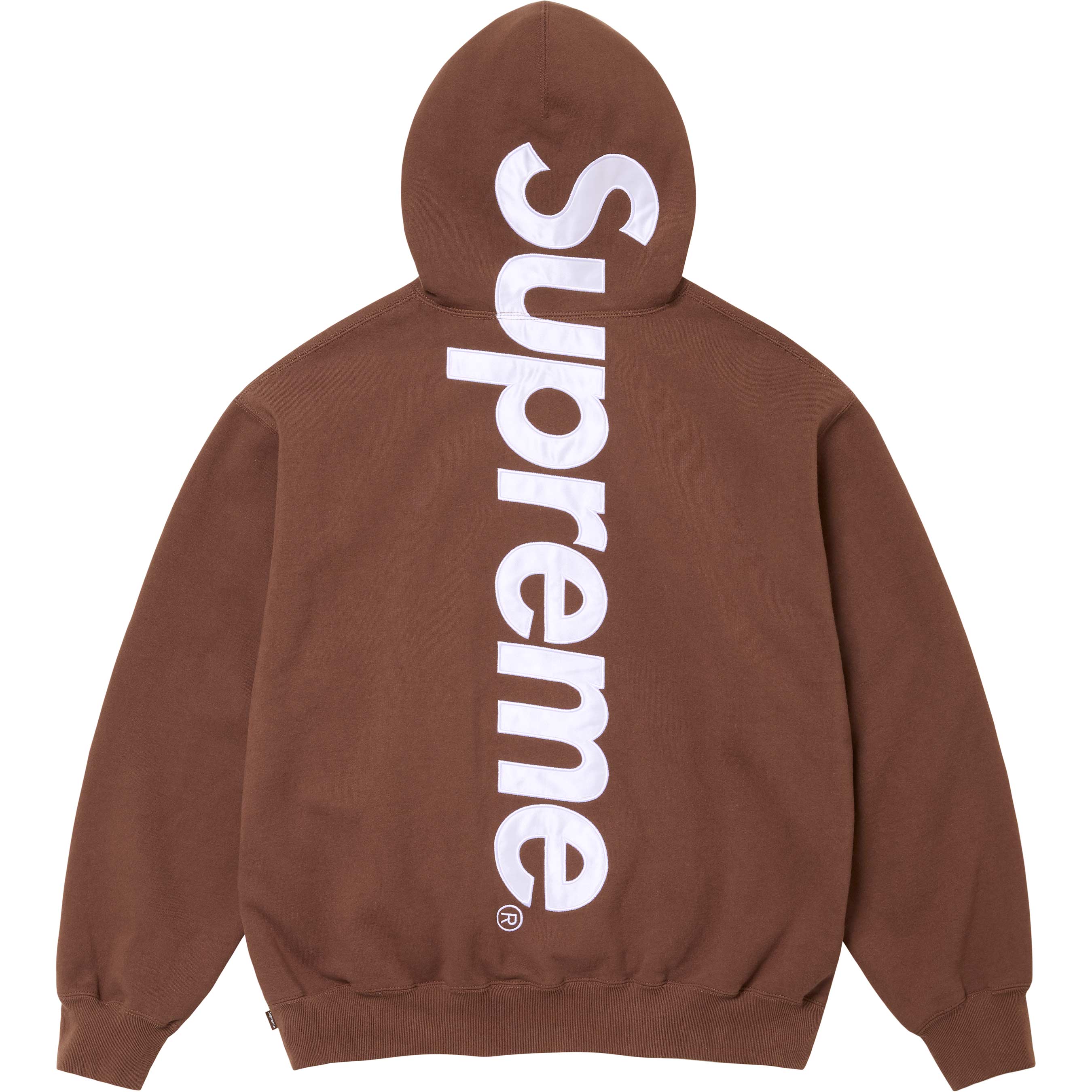 Supreme Satin Appliqué Hooded Sweatshirt - Brown