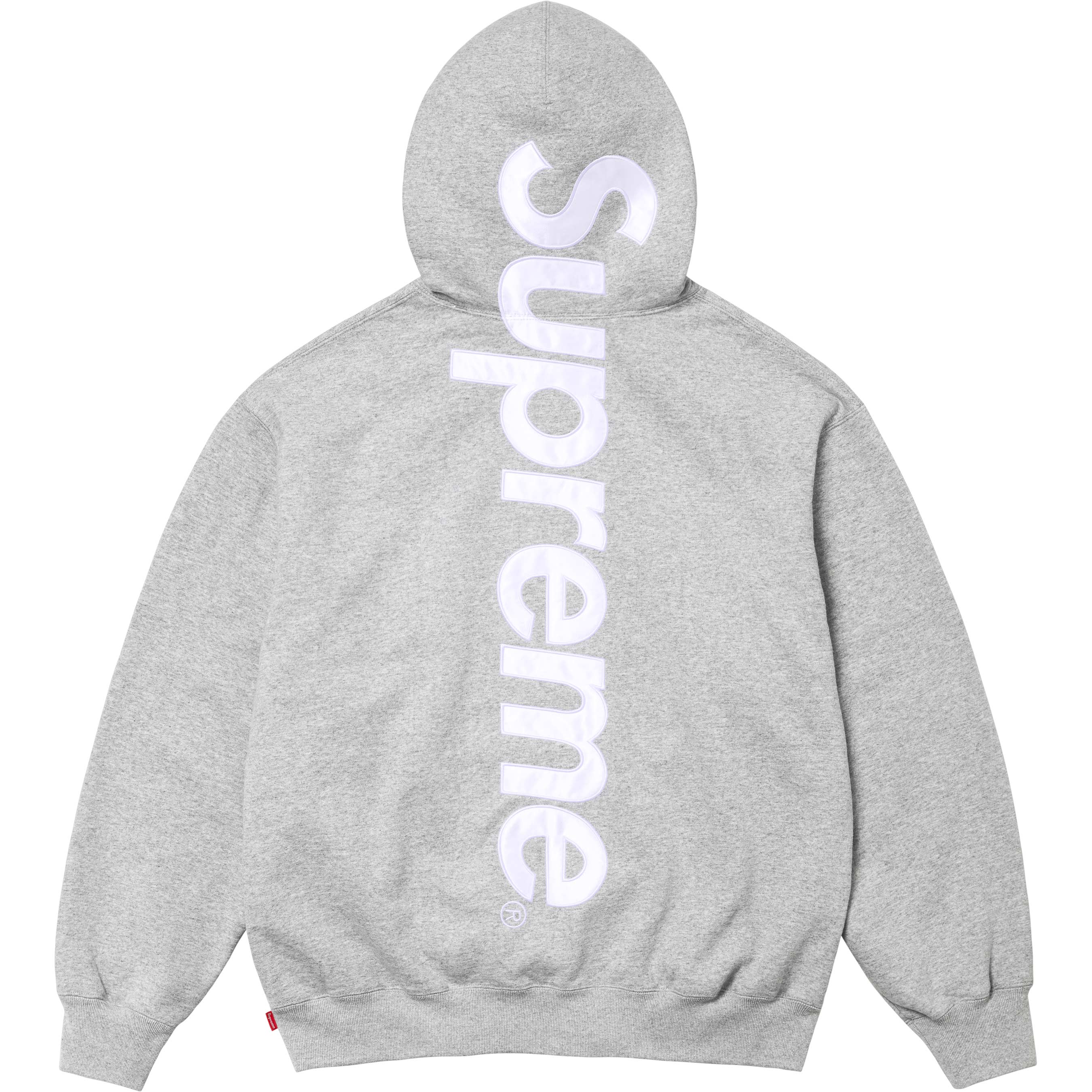 Supreme Satin Appliqué Hooded Sweatshirt - Heather Grey