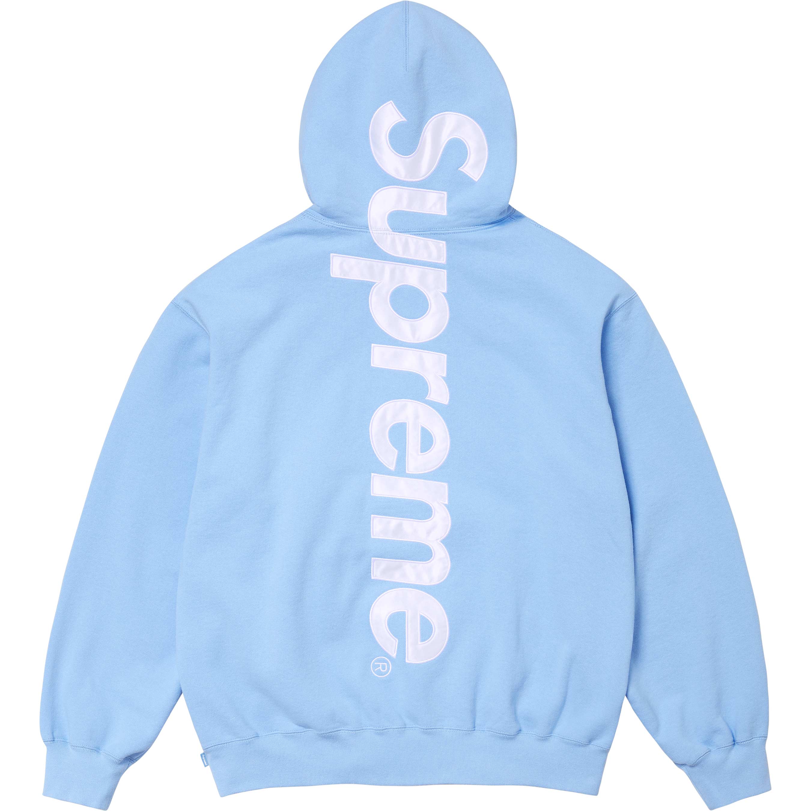 Supreme Satin Appliqué Hooded Sweatshirt - Light Blue