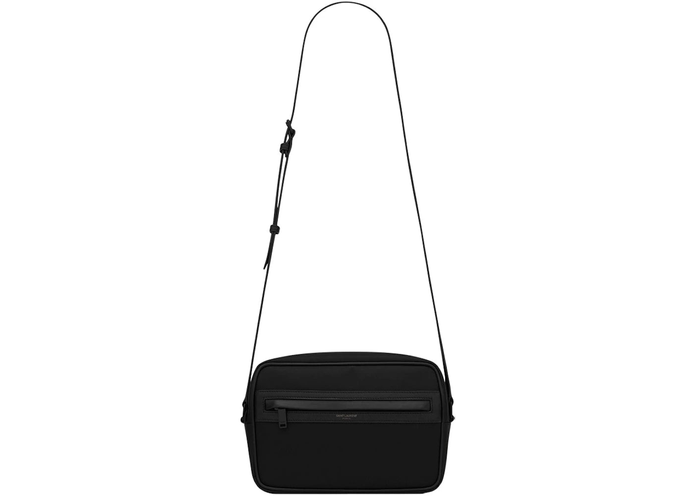 Saint Laurent Camp Camera Bag In Econyl And Lambskin Noir