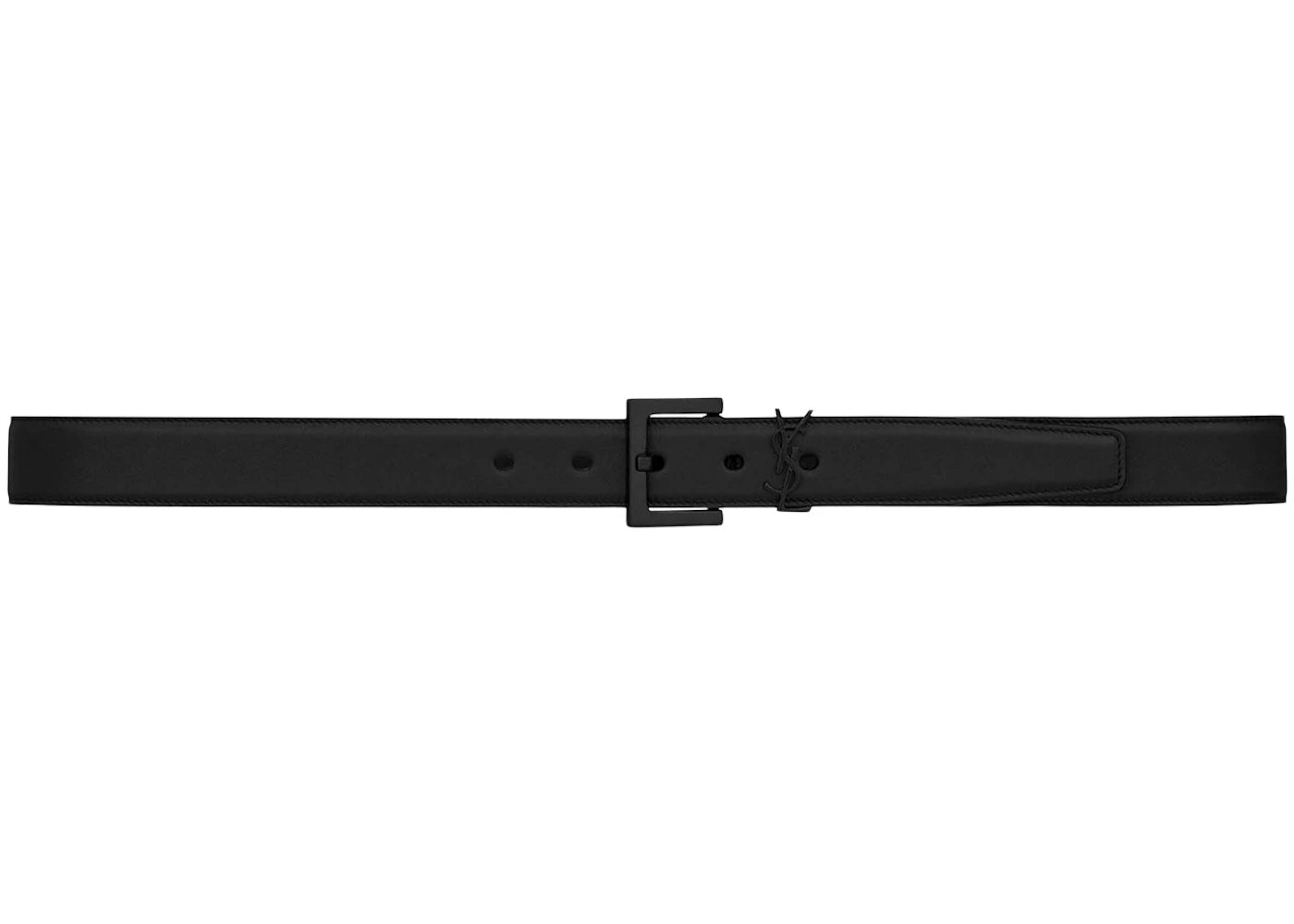 Saint Laurent Cassandre Belt in Smooth Leather Black-tone Black