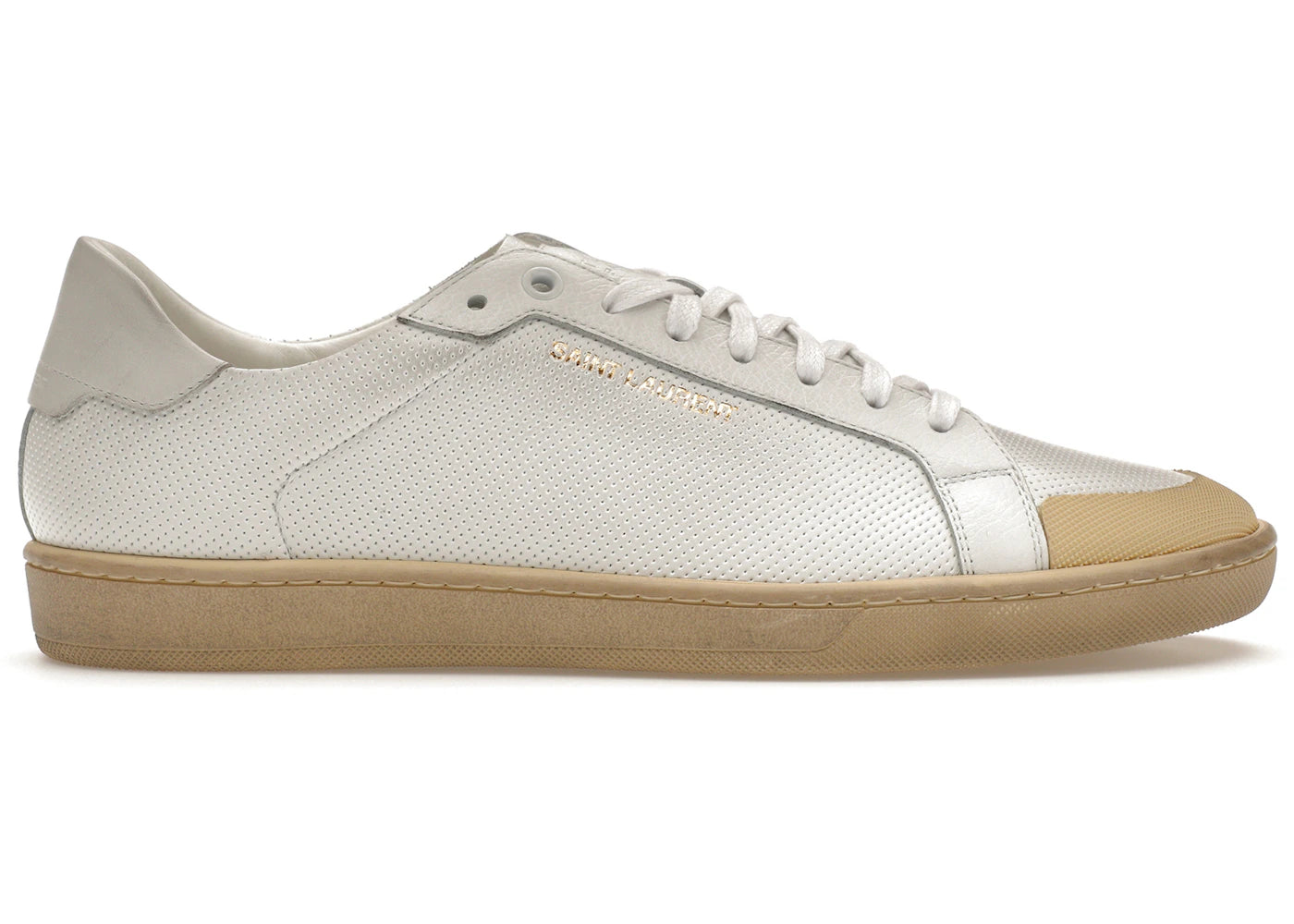 Saint Laurent Court Classic SL/39 Low Perforated Leather Ivory