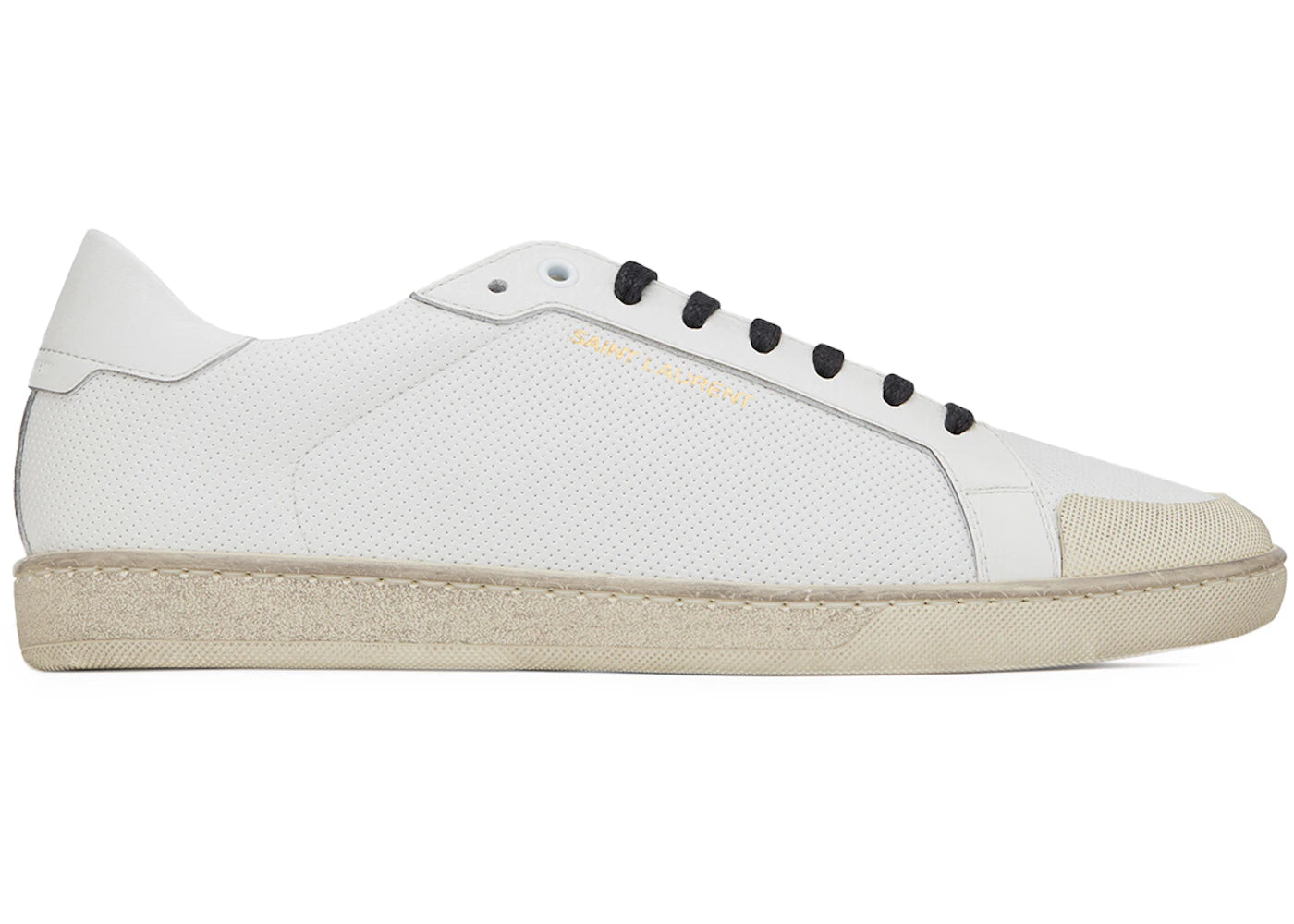Saint Laurent Court Classic SL/39 Low Perforated Leather Optic White