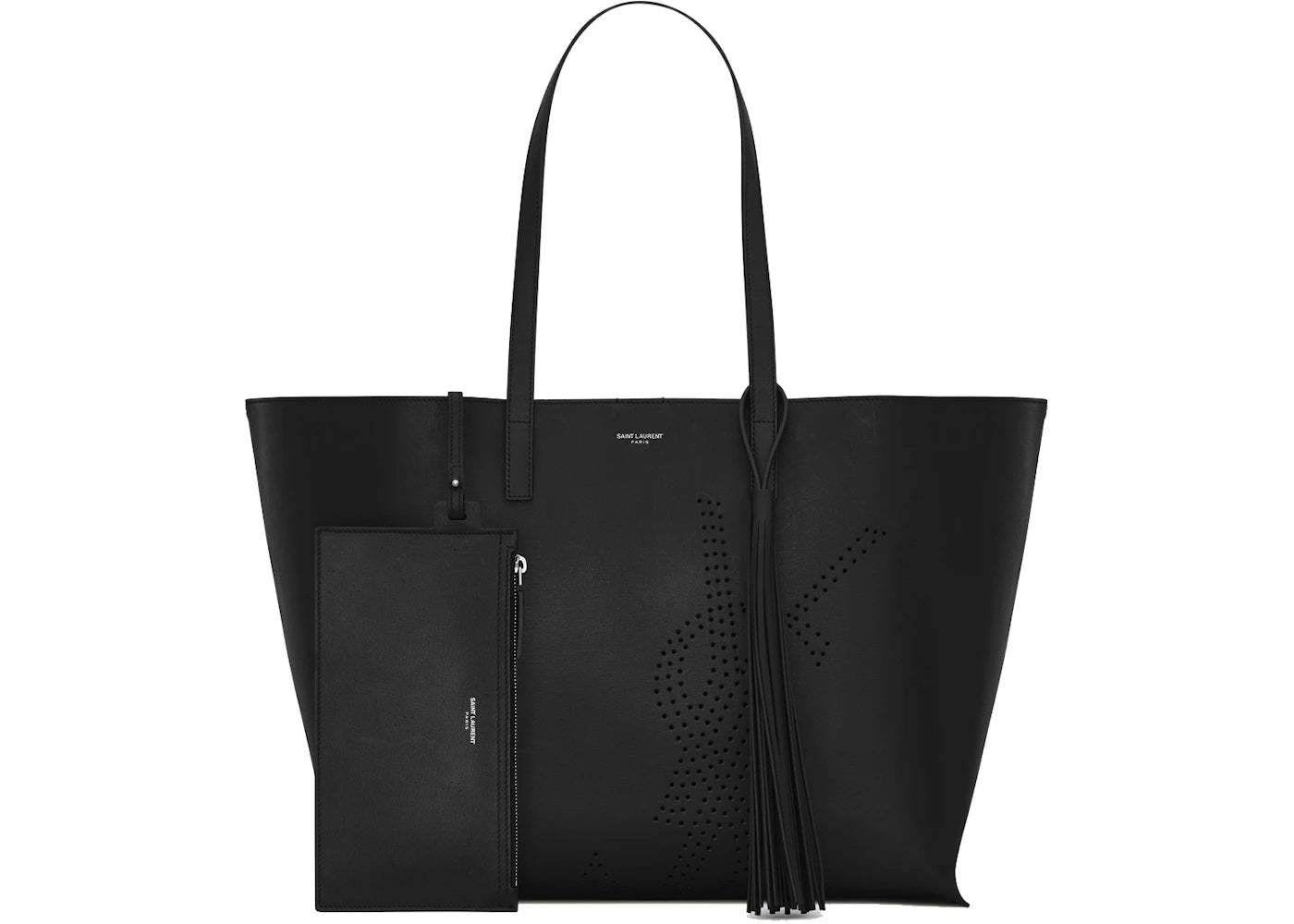 Saint Laurent E/W Shopping Bag Perforated Vintage Leather Black