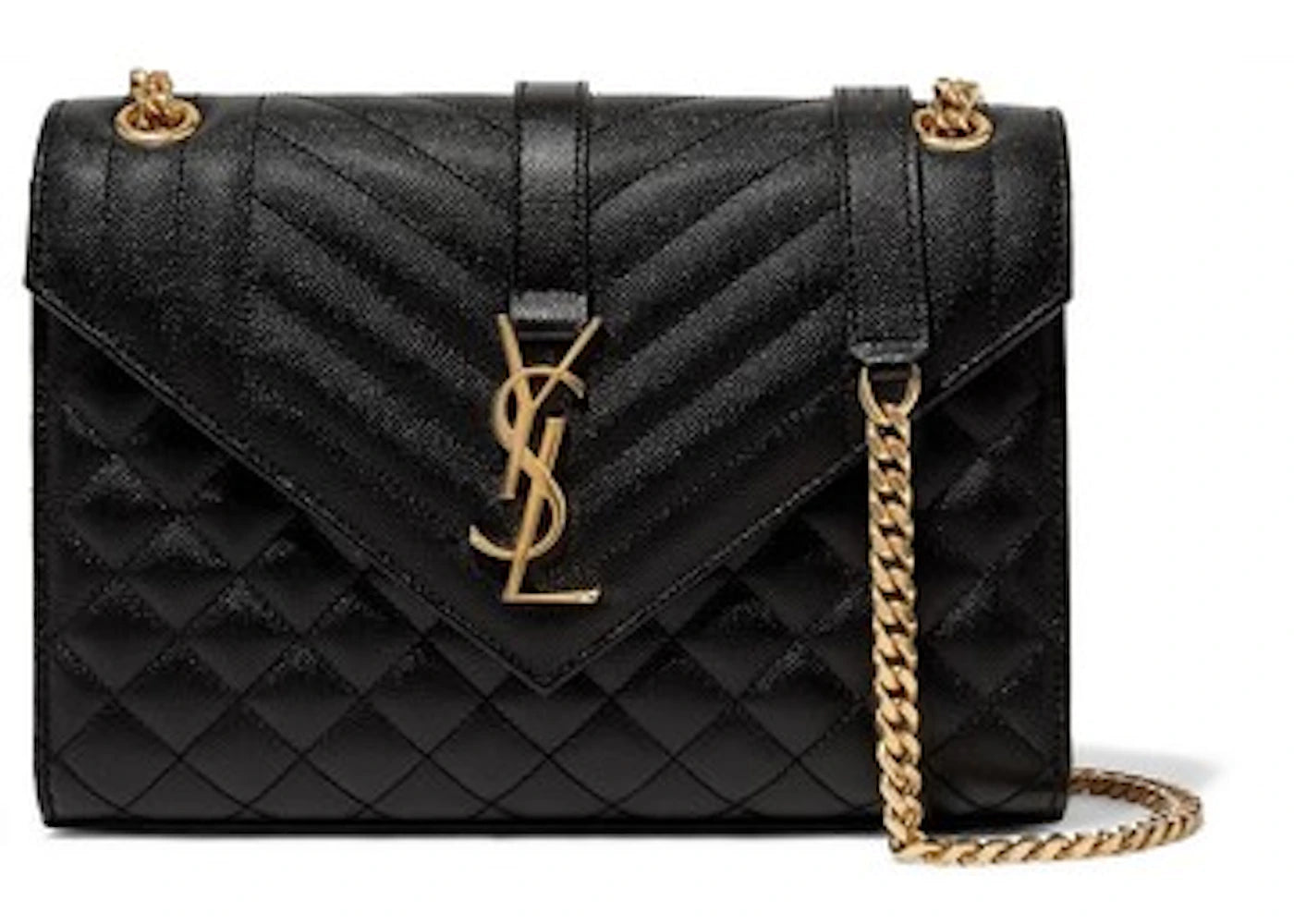 Saint Laurent Envelope Medium Bag Grain de Poudre Black