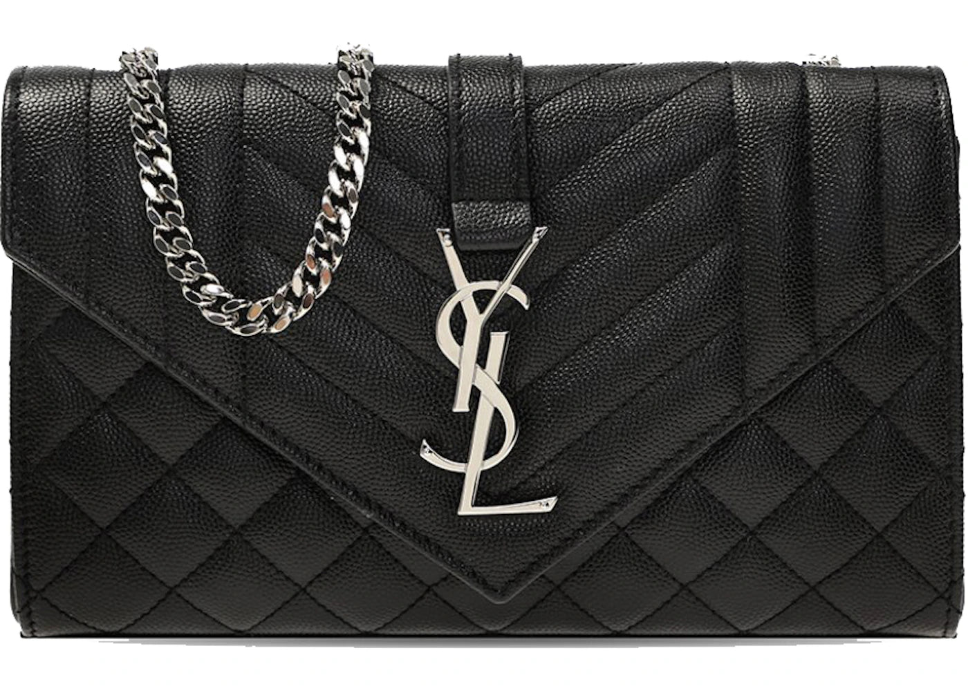 Saint Laurent Envelope Quilted Shoulder Bag Black