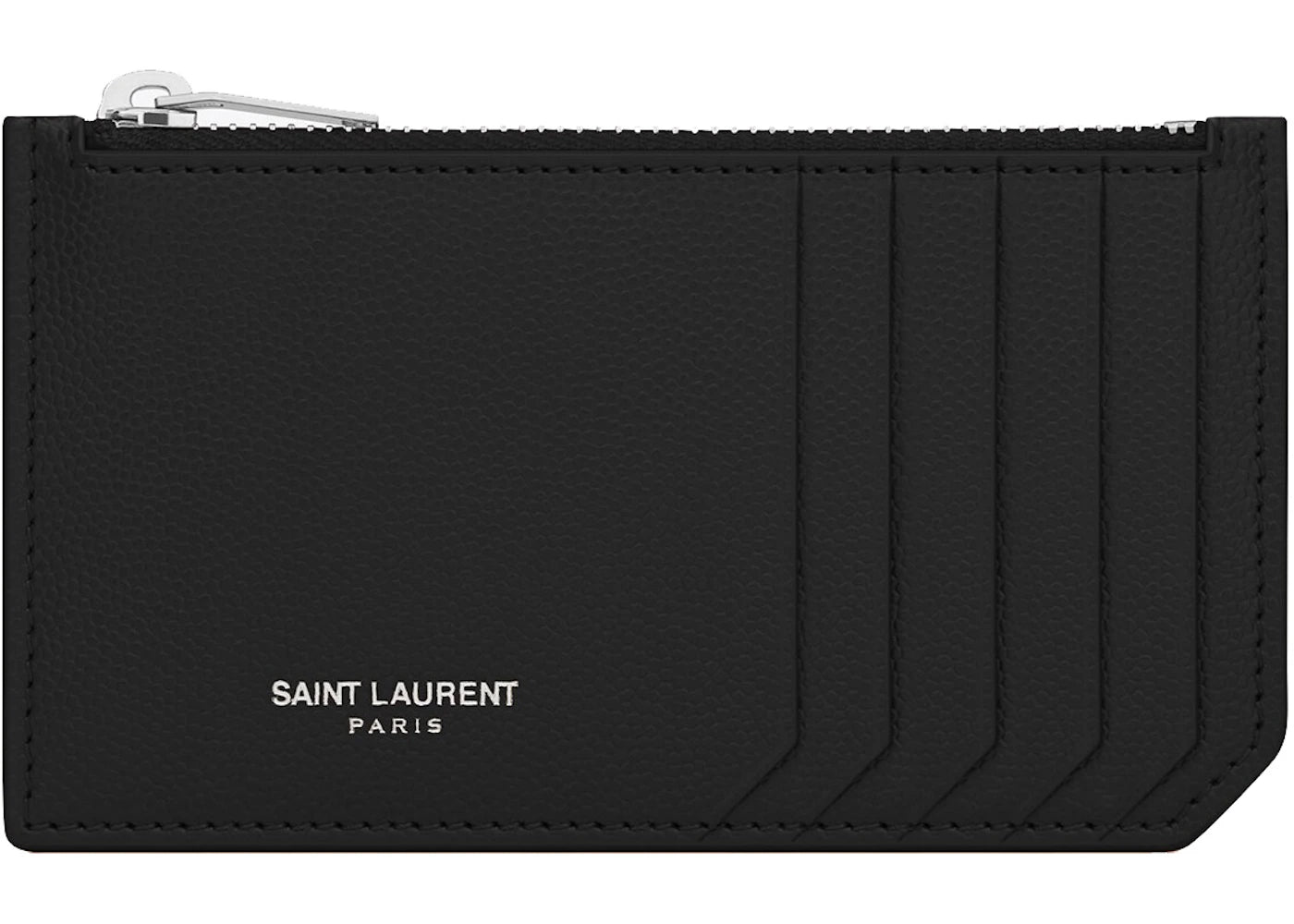 Saint Laurent 5 Fragments Pouch Card Case Grained Leather Black