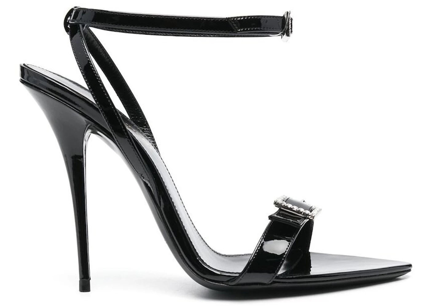 Saint Laurent Gippy Buckled Sandal Heels Black Leather