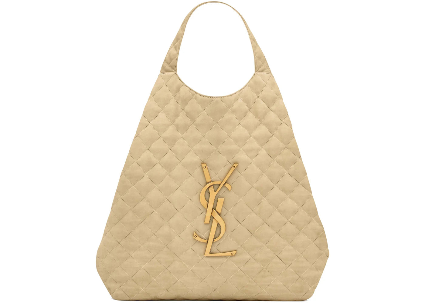 Saint Laurent Icare Maxi Shopping Bag Quilted Nubuck Suede Beige