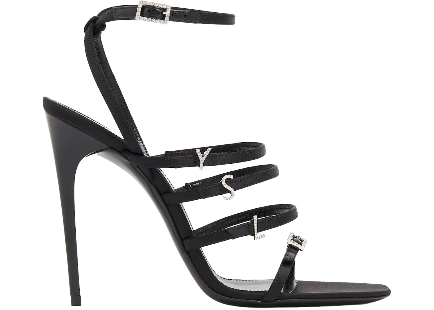 Saint Laurent Jerry Crepe Satin Sandal Black (Womens)