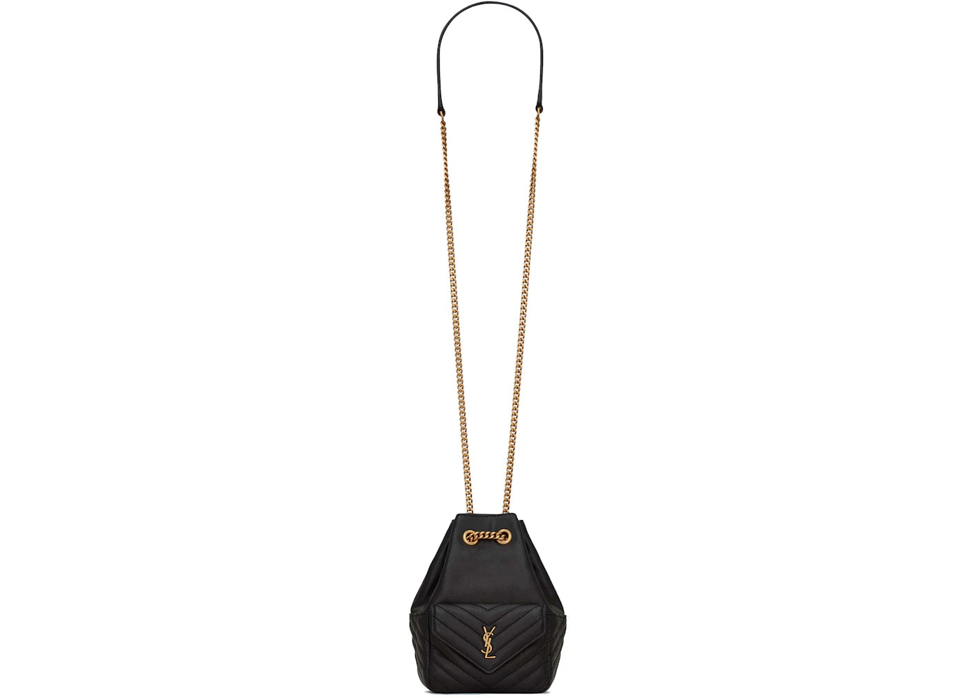 Saint Laurent Joe Mini Bucket Bag In Quilted Lambskin Leather Black