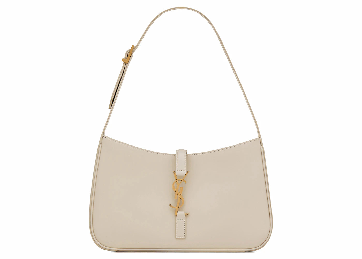 Saint Laurent Le 5 A 7 Hobo Bag In Smooth Leather Blanc Vintage