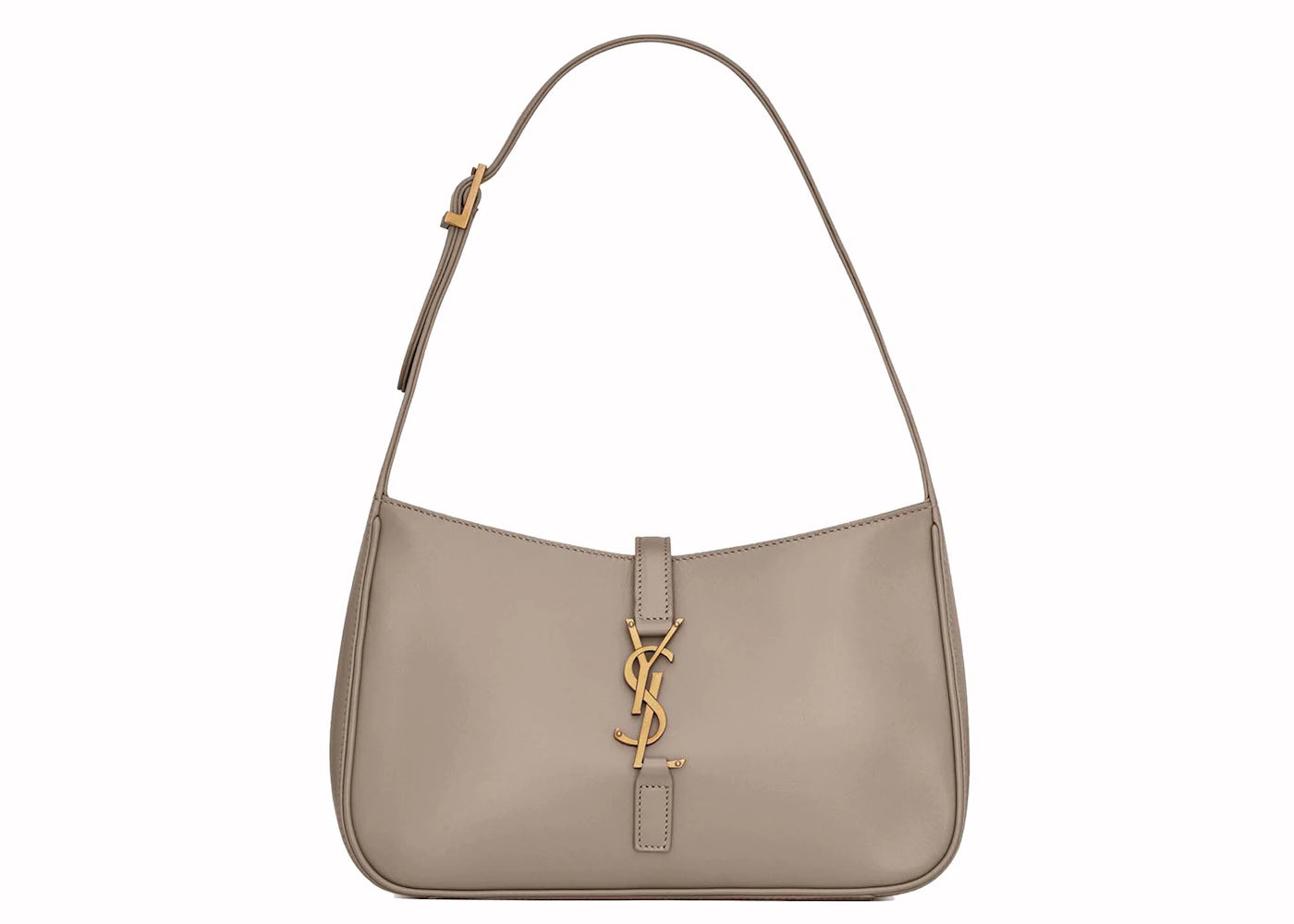 Saint Laurent Le 5 A 7 Hobo Bag in Smooth Leather Greyish Brown