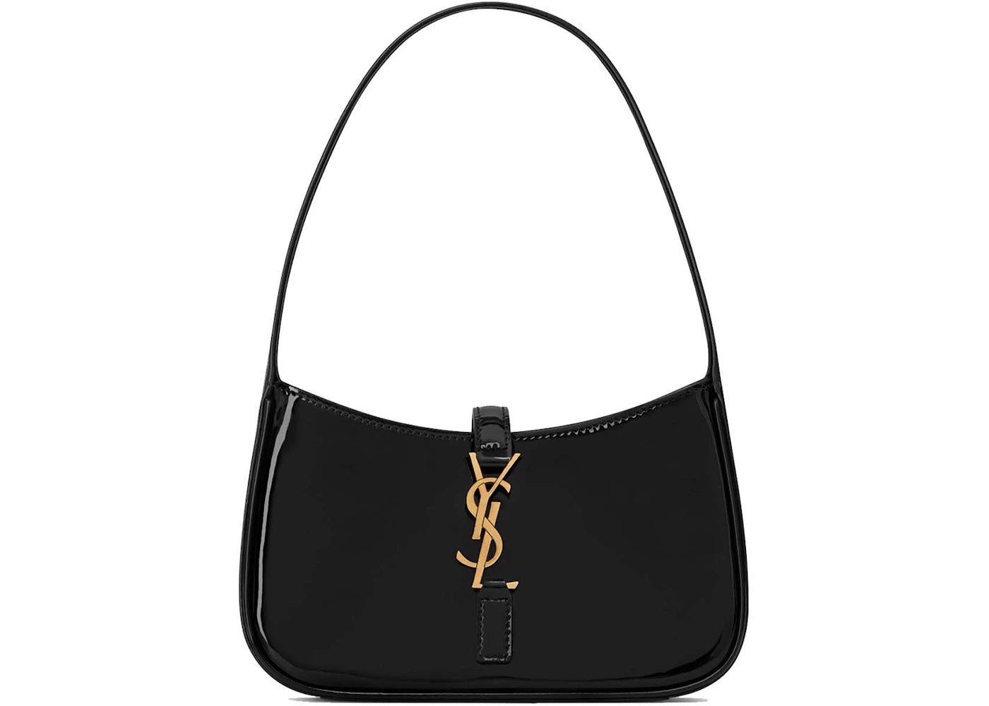 Saint Laurent Le 5 A 7 Mini Hobo Bag In Shiny Leather Black