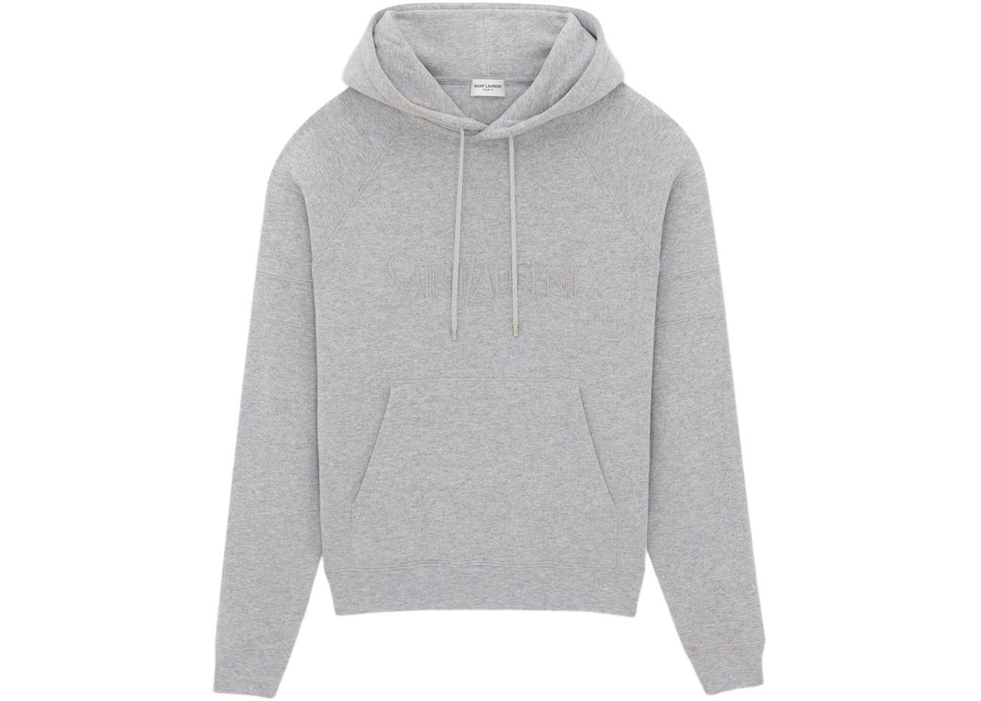 Saint Laurent Logo Embroidered Hoodie Grey