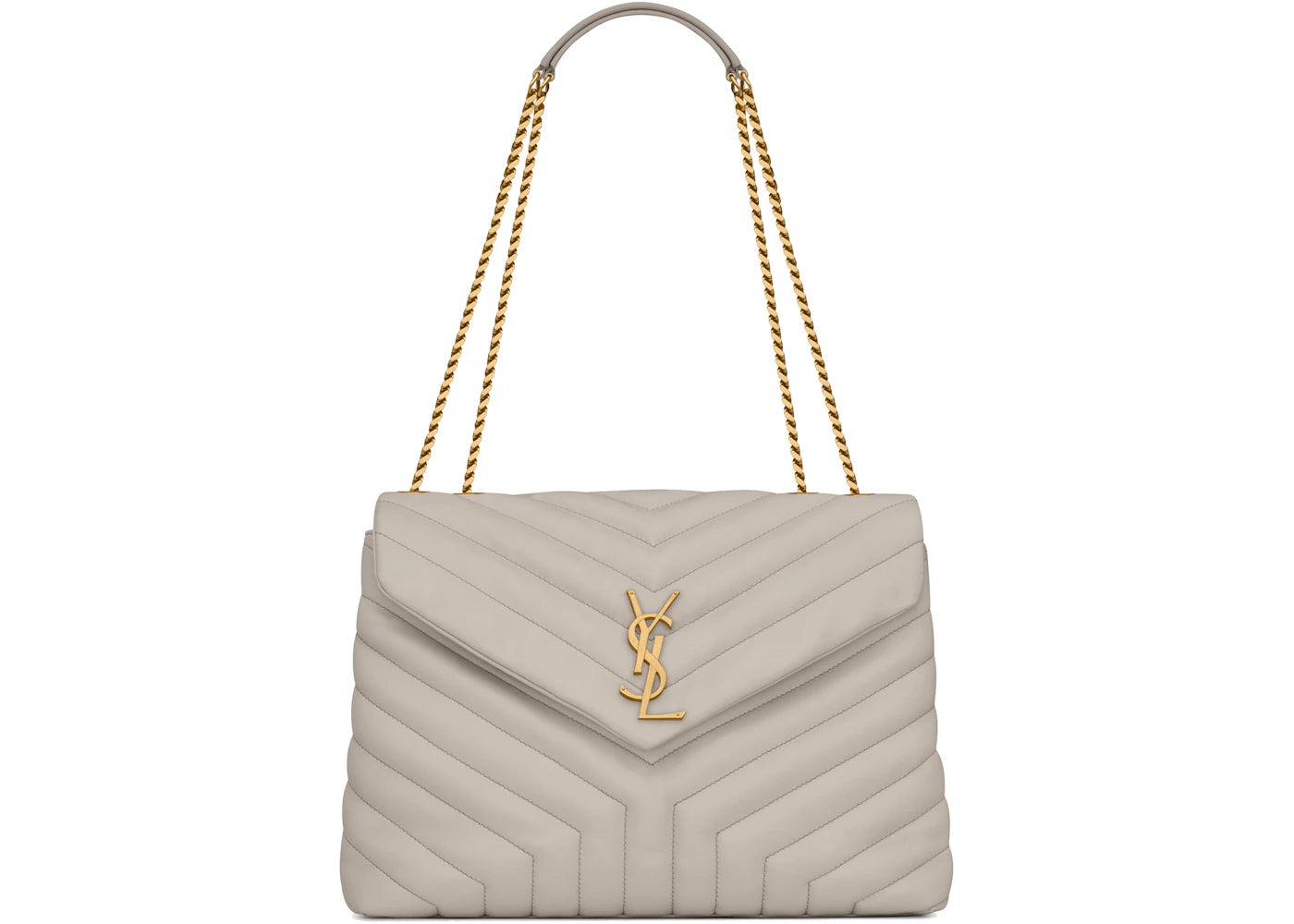 Saint Laurent Loulou Medium Chain Bag Matelasse Y Blanc Vintage