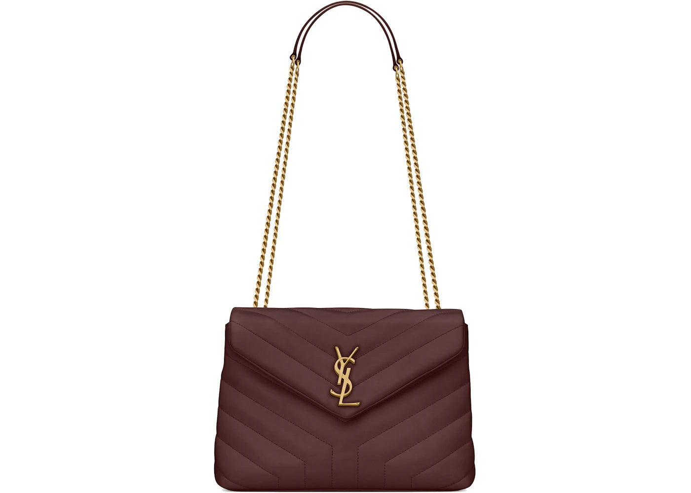 Saint Laurent Loulou Medium Chain Bag Matelasse Y Rouge Legion