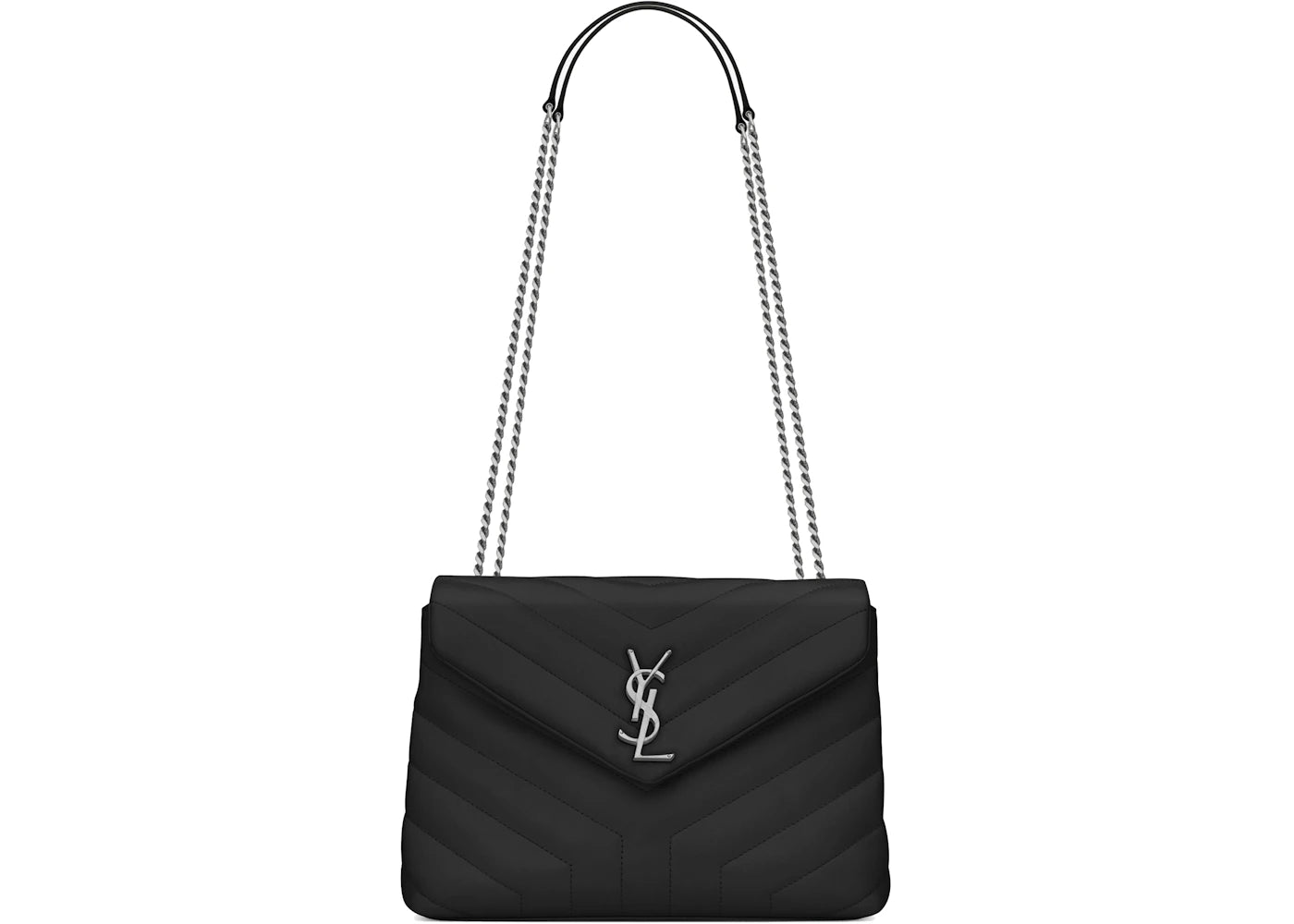 Saint Laurent Loulou Small Chain Bag Matelasse Black/Silver