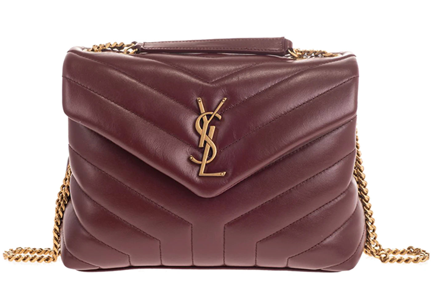 Saint Laurent Loulou Small Chain Bag Matelasse Y Rouge Legion