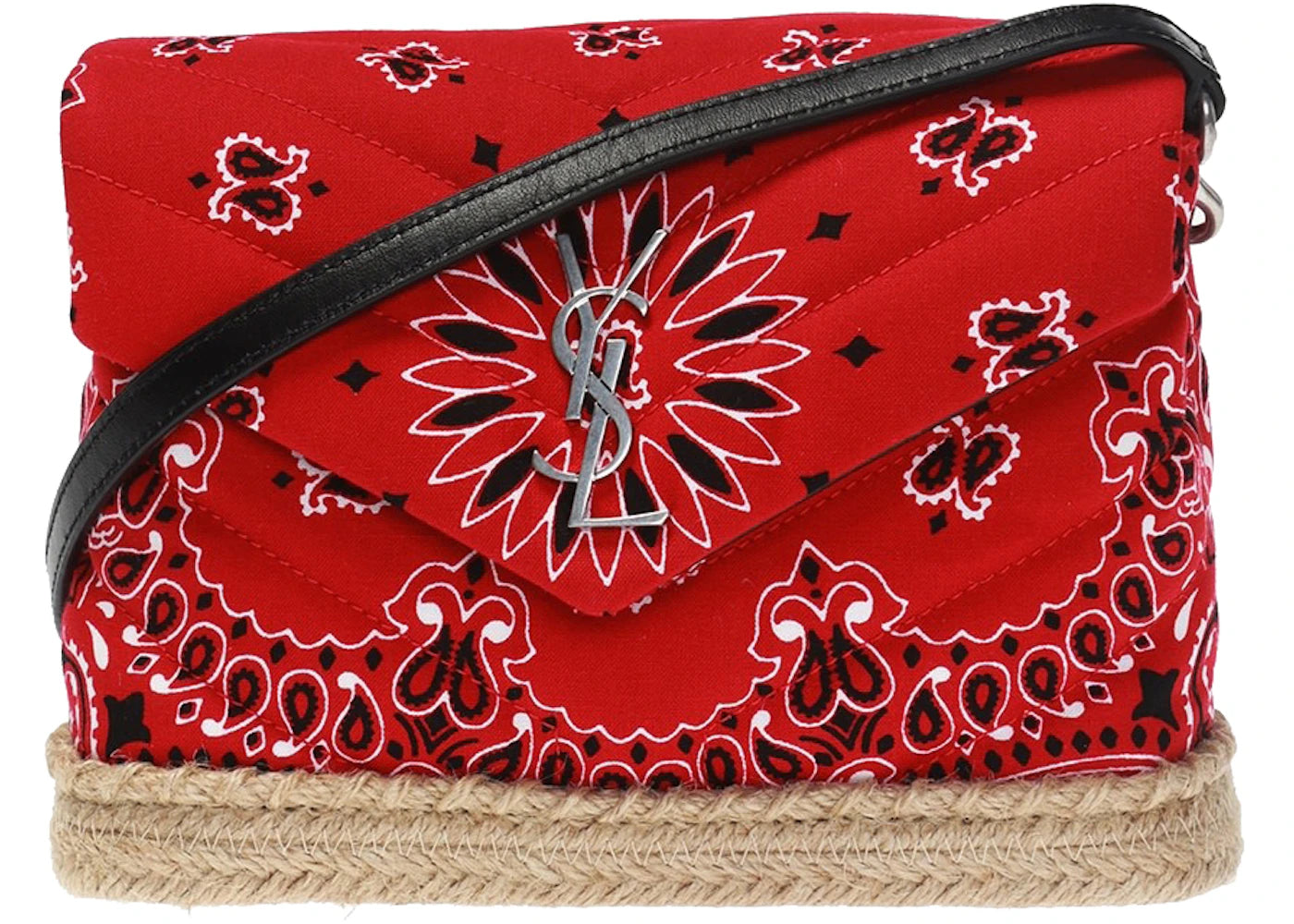 Saint Laurent Loulou Espadrille Bandana Shoulder Bag Red