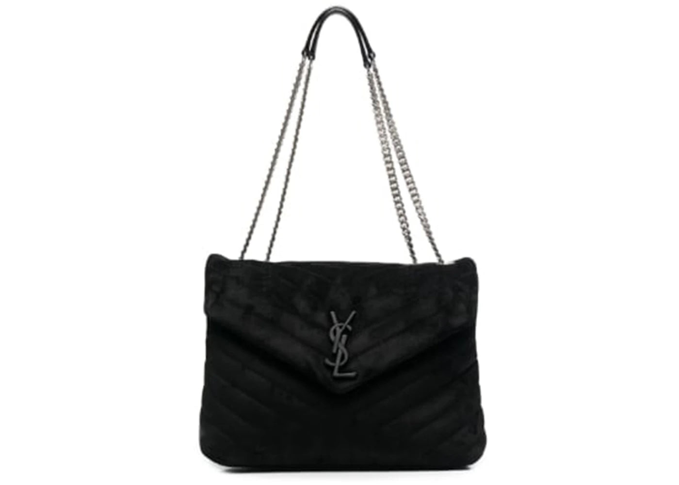 Saint Laurent Loulou Medium Suede Shoulder Bag Black