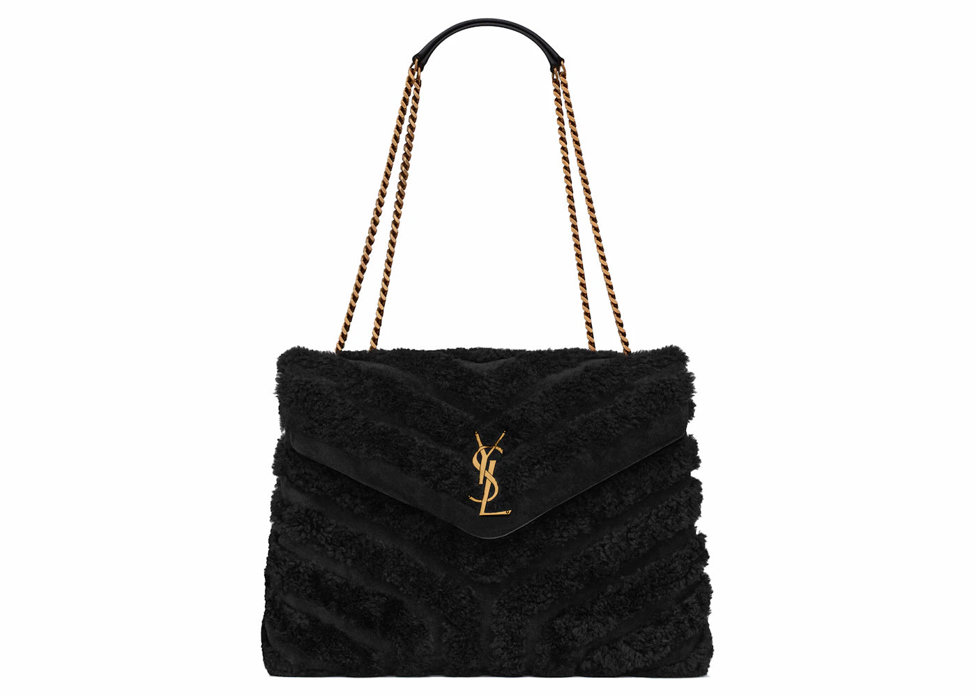 Saint Laurent Loulou Quilted Y Patchwork Chain Bag Noir