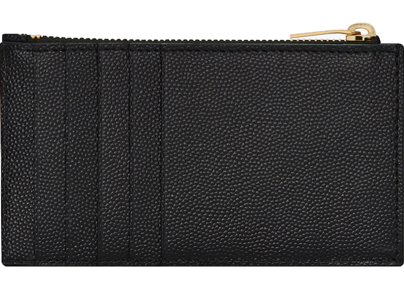 Saint Laurent Monogram Fragments Zippered Card Case Grain De Poudre Black