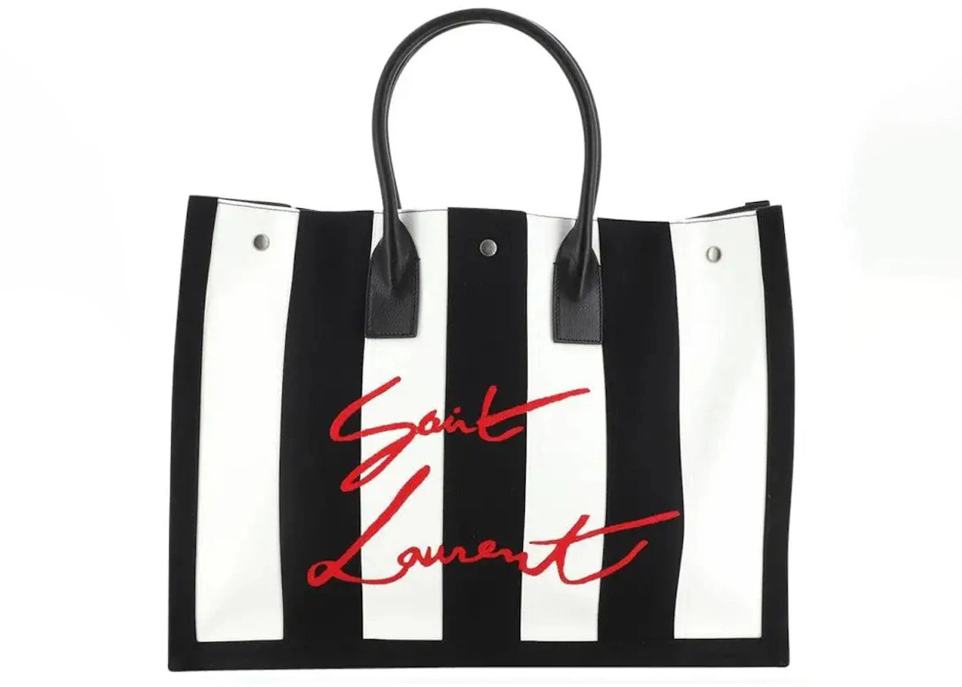 Saint Laurent NOE Striped Logo Tote Bag Large Black