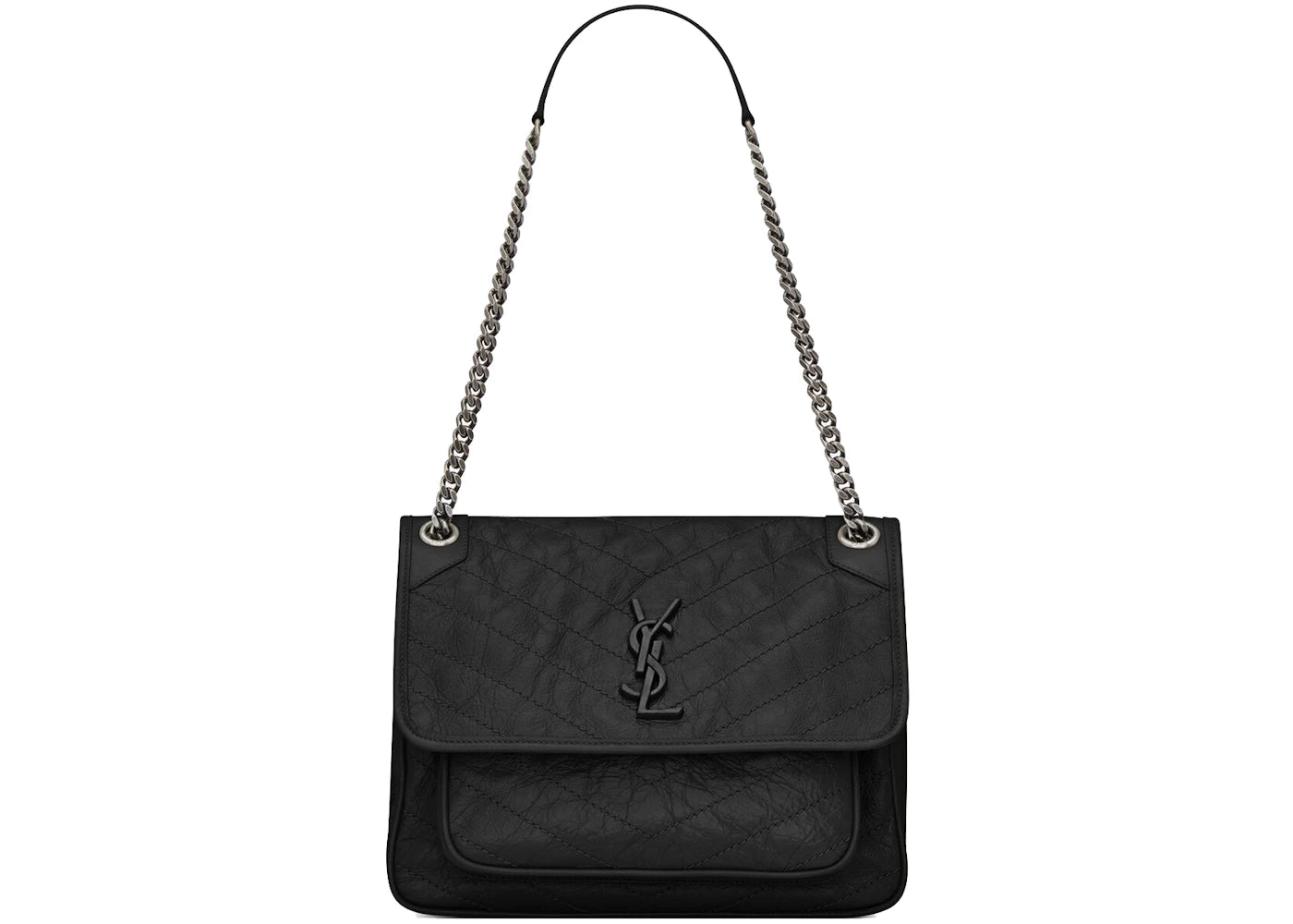 Saint Laurent Niki Shoulder Bag Medium Crinkled Vintage Black