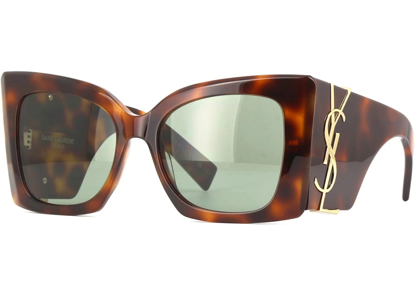 Saint Laurent Oversized Sunglasses Havana/Green (SL-M119-BLAZE-002)