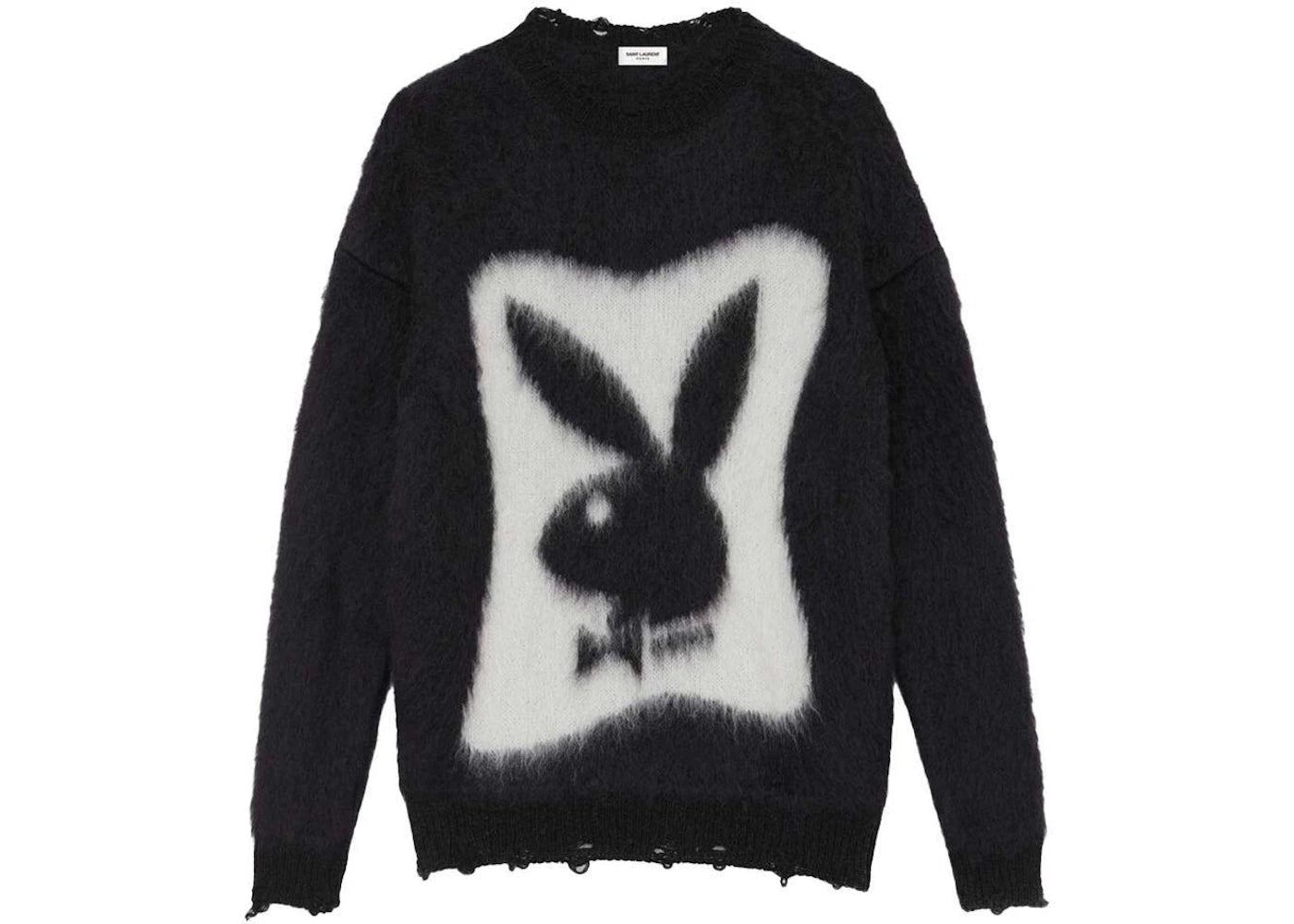 Saint Laurent Playboy Sweater In Mohair Black White