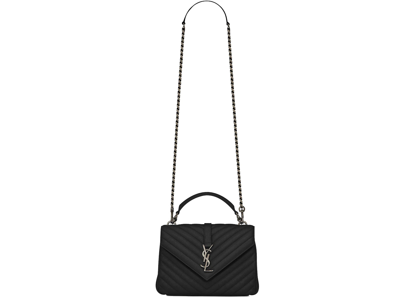 Saint Laurent Quilted College Shoulder Bag Medium Black