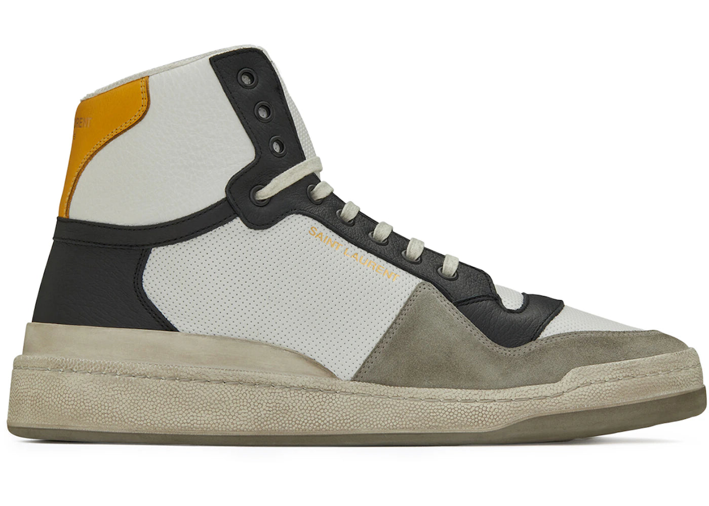 Saint Laurent SL-24 Mid Distressed Optic White Black Yellow