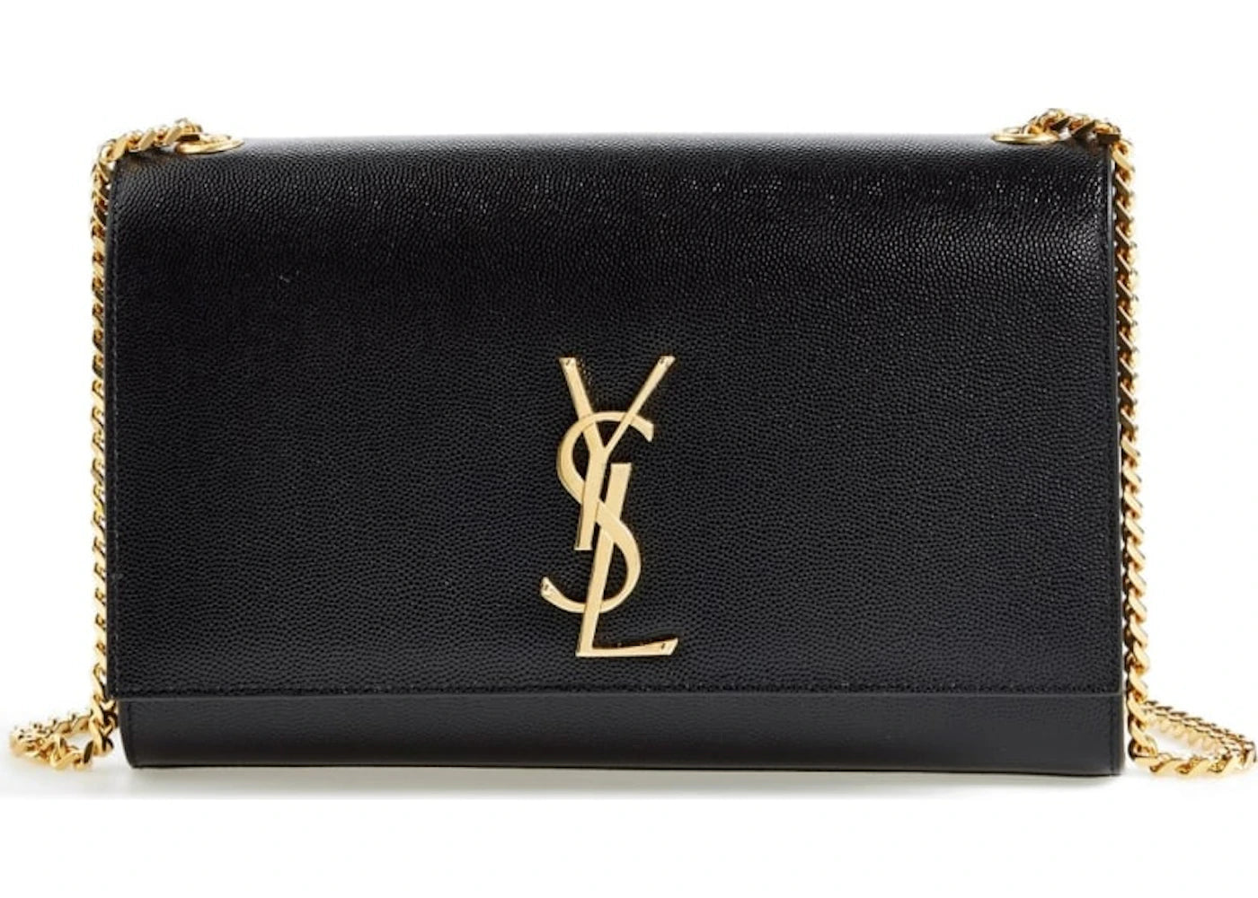 Saint Laurent Kate Medium Chain Bag Grain De Poudre Textured Calfskin Leather Gold-tone Black