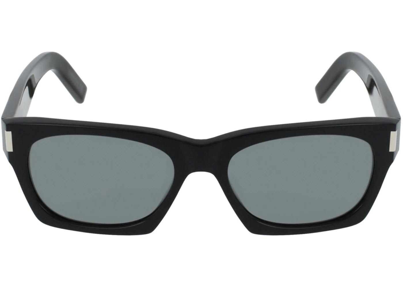 Saint Laurent Square-Frame Acetate Sunglasses Black/Black/Silver (SL402-30009329-002)
