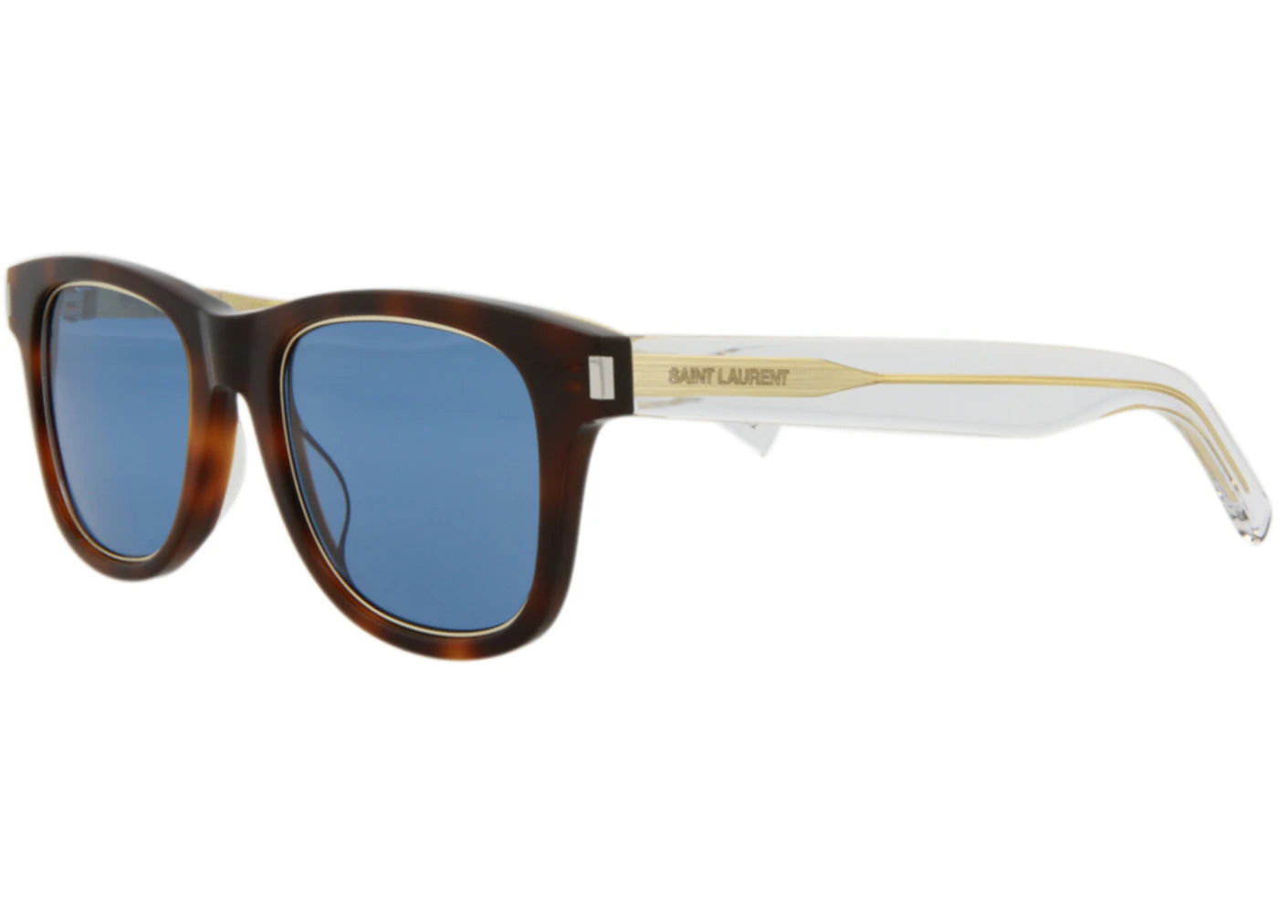 Saint Laurent Square Rectangle Sunglasses Havana/Crystal/Blue (SL51RIM-30013258-008)