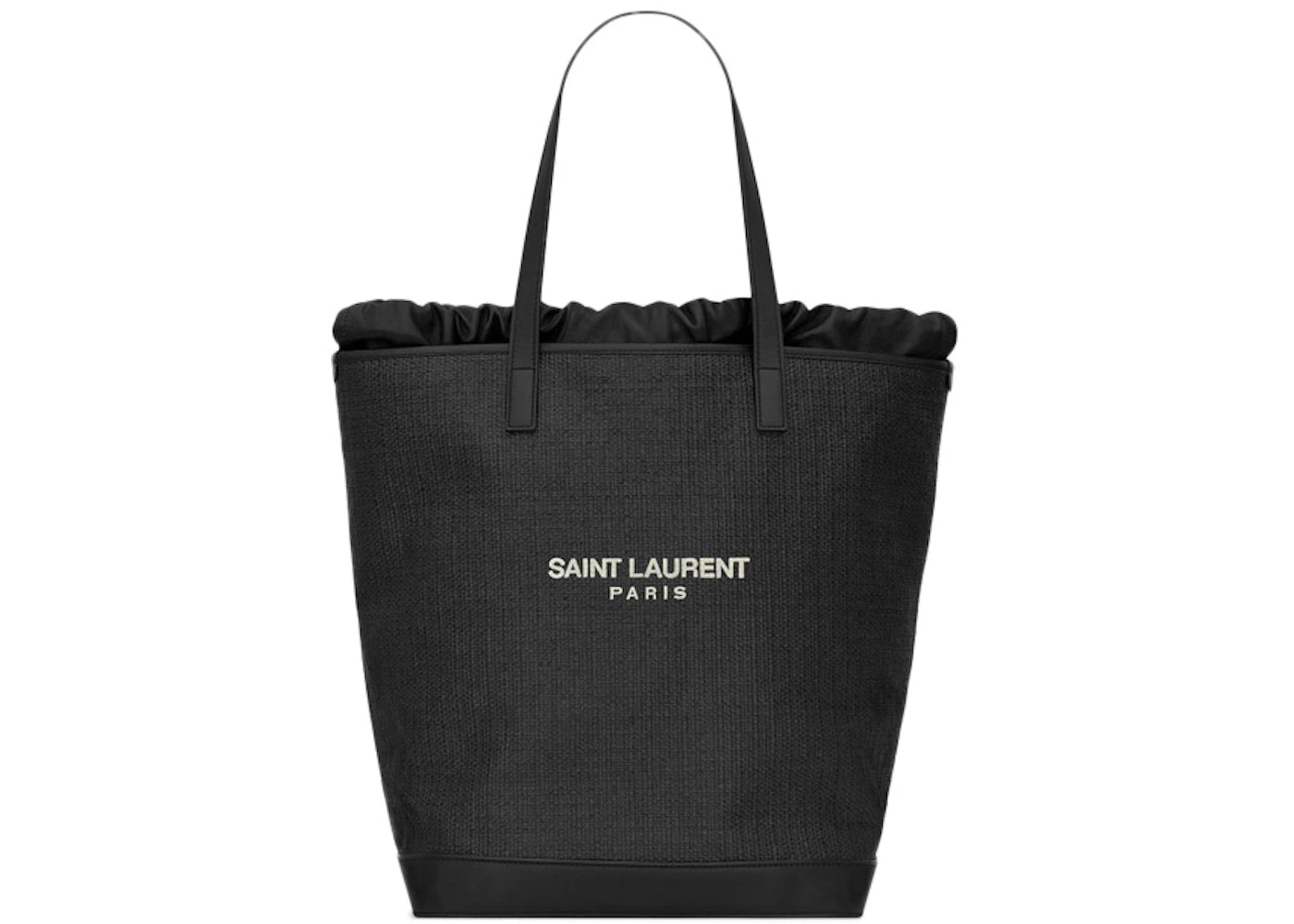 Saint Laurent Teddy Shopping Bag Raffia Black