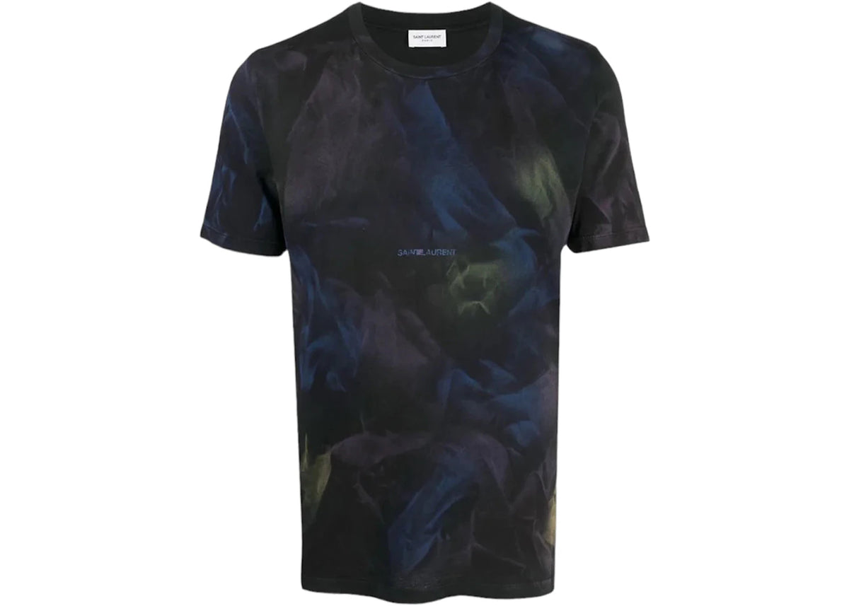 Saint Laurent Tie Dye Rive Gauche Devore T-Shirt Black