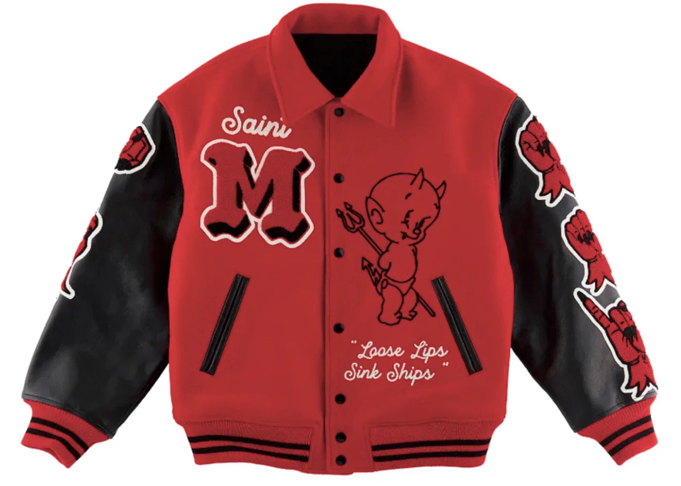 Saint Mxxxxxx Devil Varsity Jacket Red