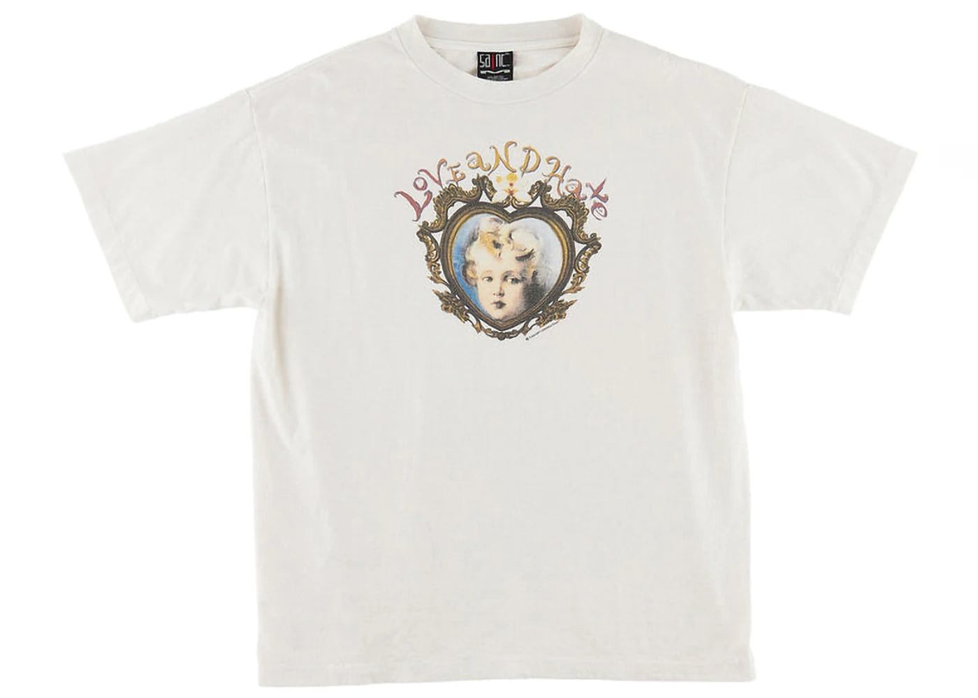 Saint Mxxxxxx Love and Hate Baby T-Shirt Vintage White