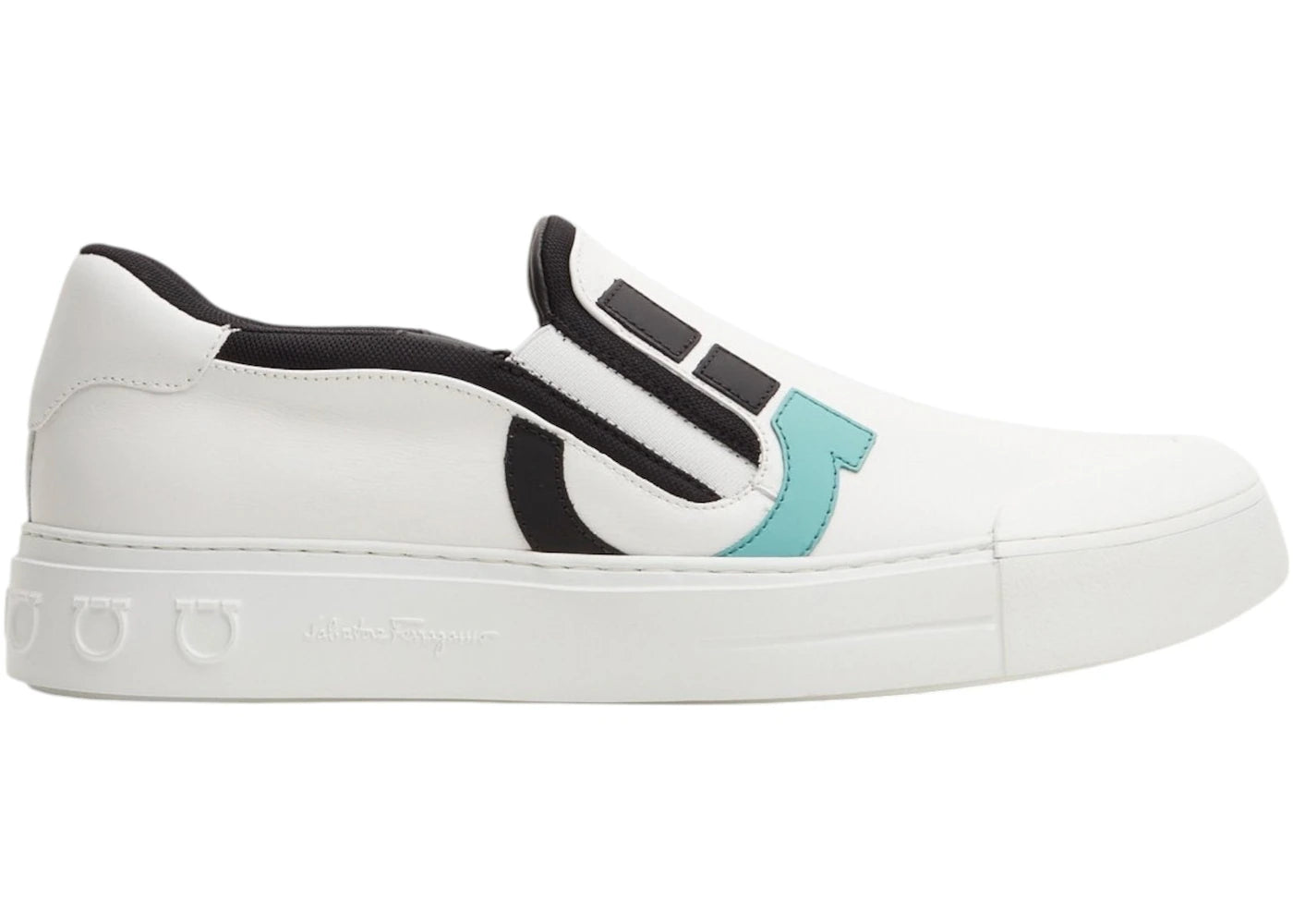 Salvatore Ferragamo Marine Slip On Sneaker White Black Blue
